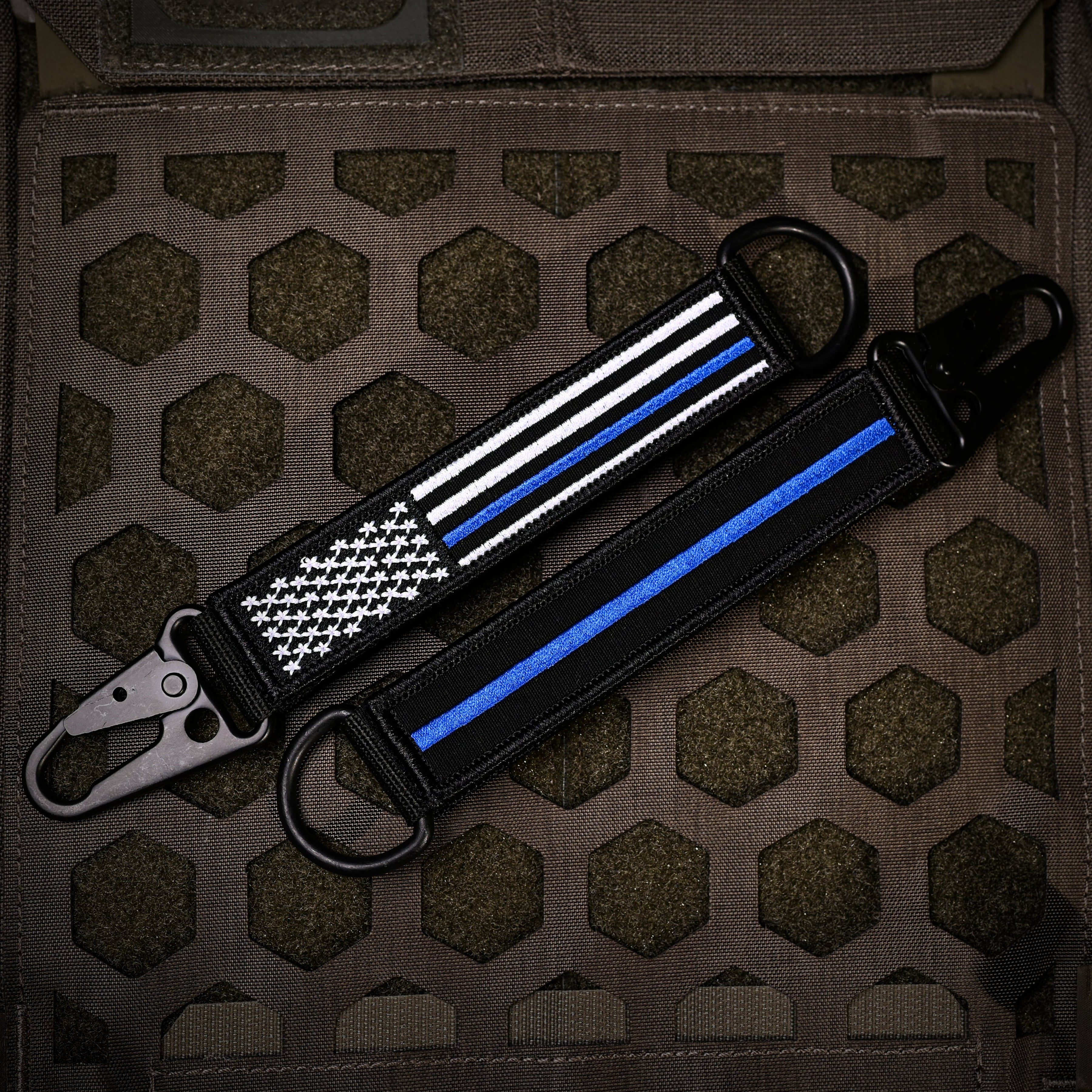 American Made Heavy Duty Tactical Keychain - Thin Blue Line