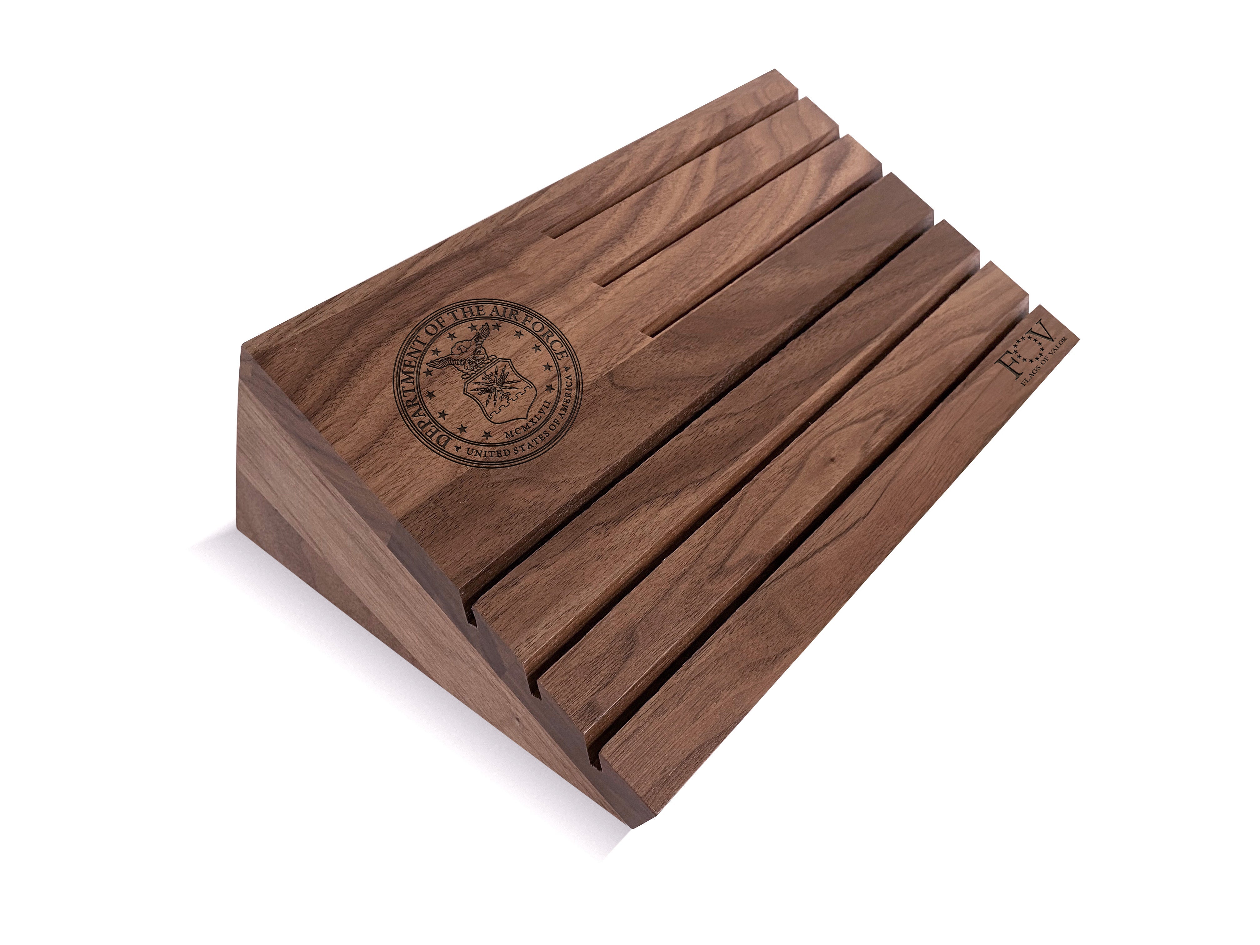 Flags of Valor - Wooden Desktop Challenge Coin Holder
