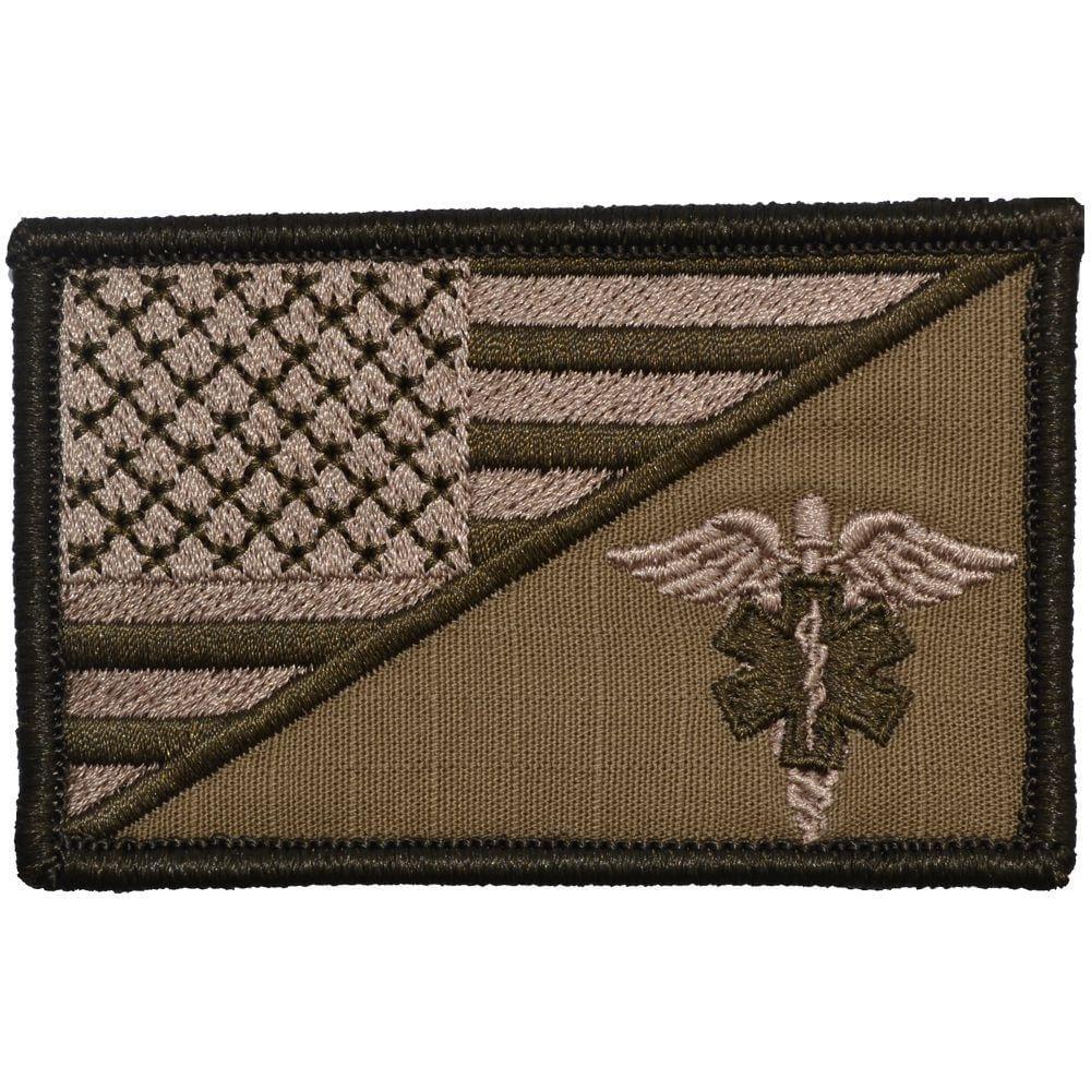 Bandera de EE. UU. con la estrella de la vida del caduceo de EMT: parche de 2,25 x 3,5