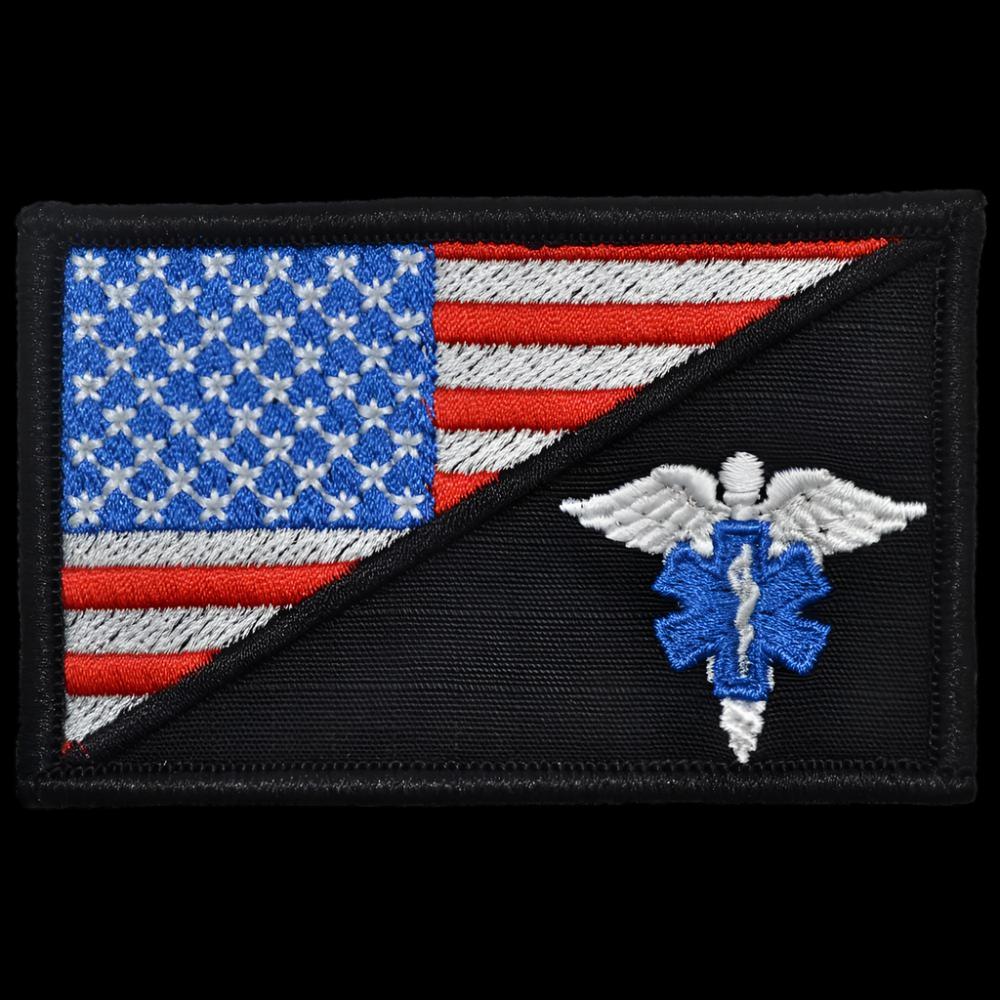 EMT CADUCEUS STAR OF LIFE USA FLAG TACTICAL PATCH