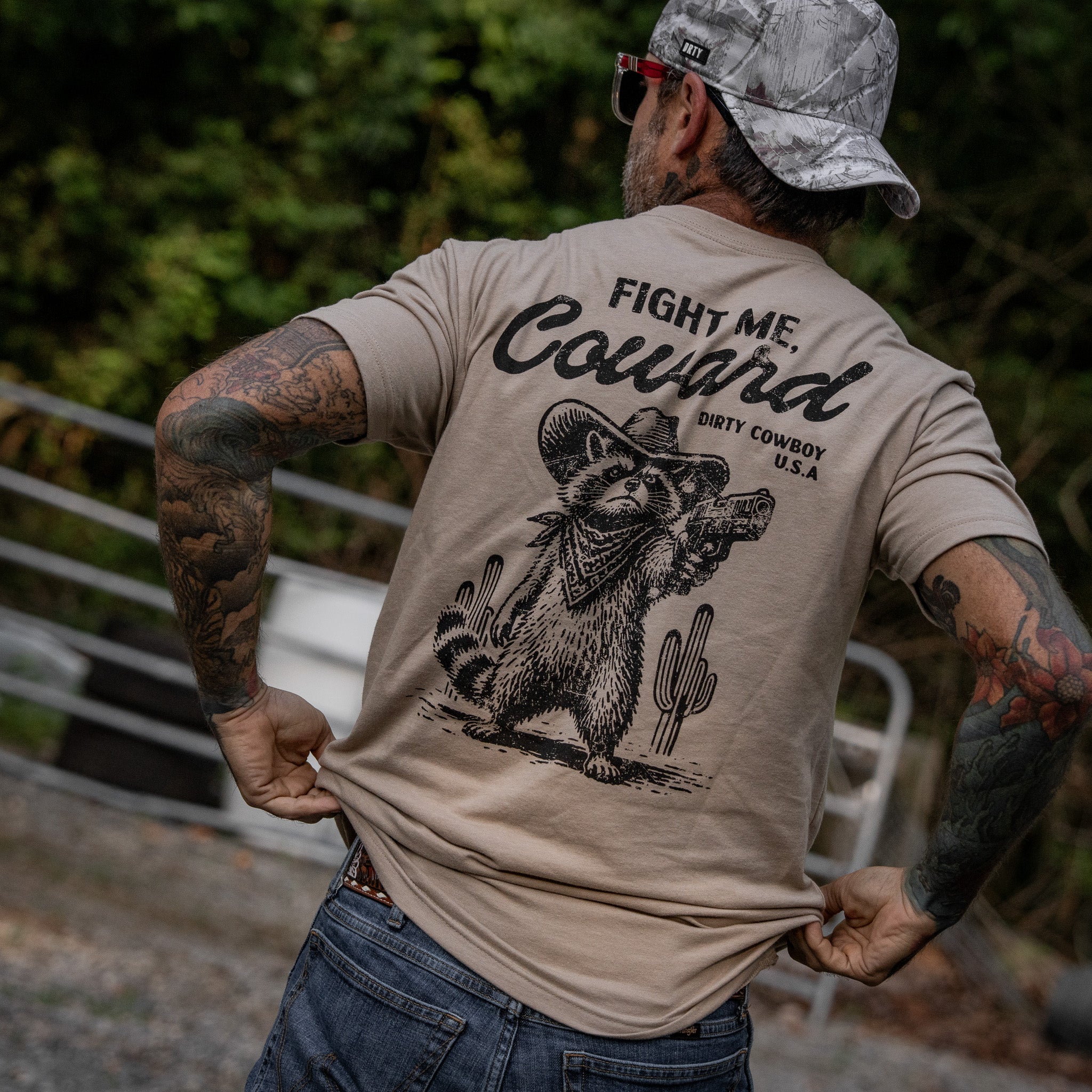 Fight Me Coward Racoon Men's T-Shirt