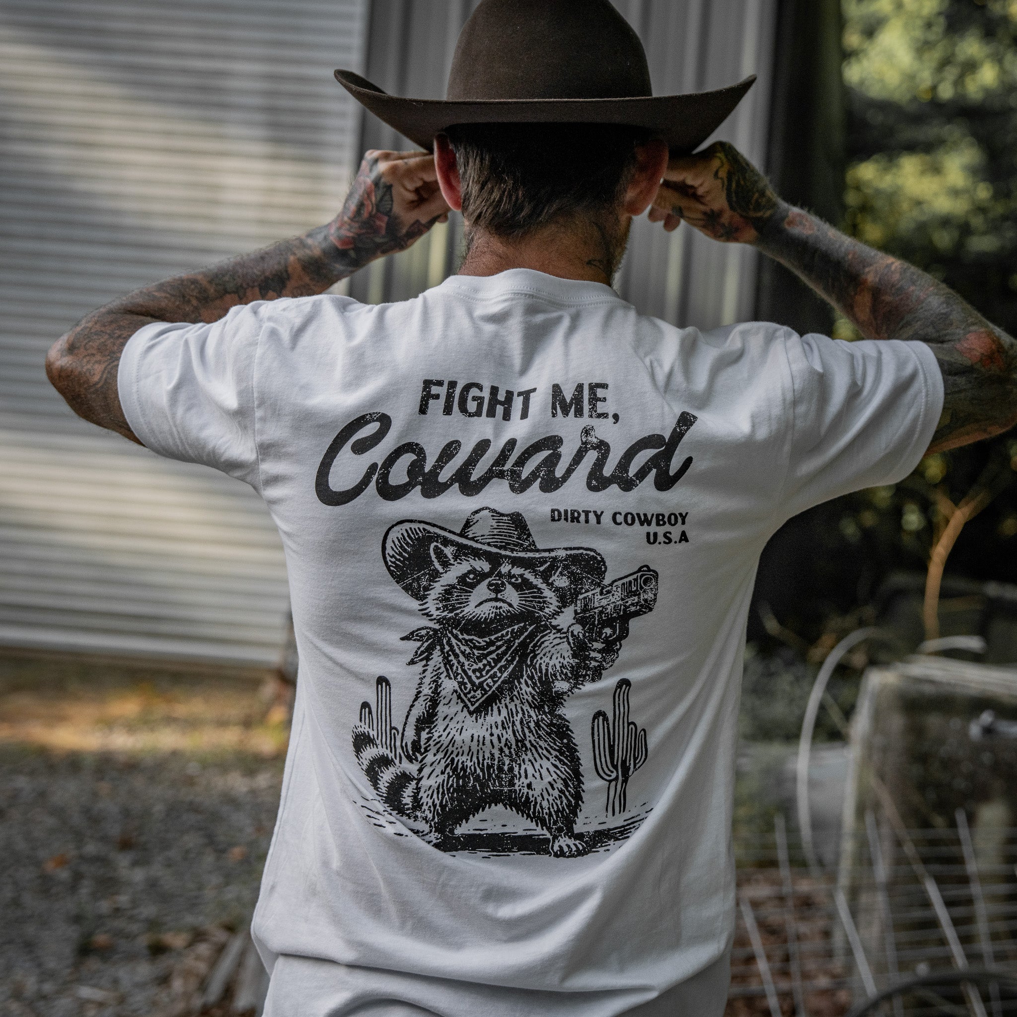 Fight Me Coward Racoon Men's T-Shirt
