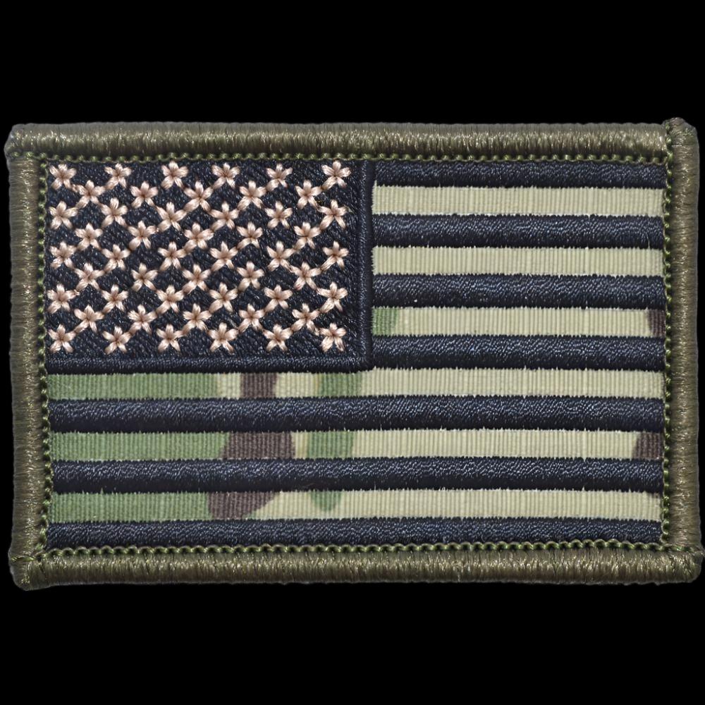 US FLAG 2 X 3 TACTICAL PATCH - MULTICAM W/ BLACK