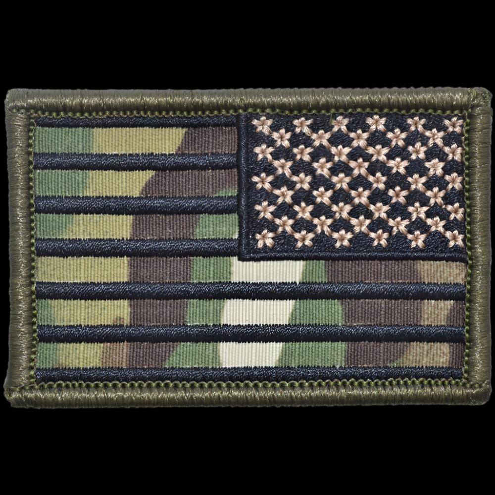 US FLAG 2 X 3 TACTICAL PATCH - MULTICAM W/ BLACK