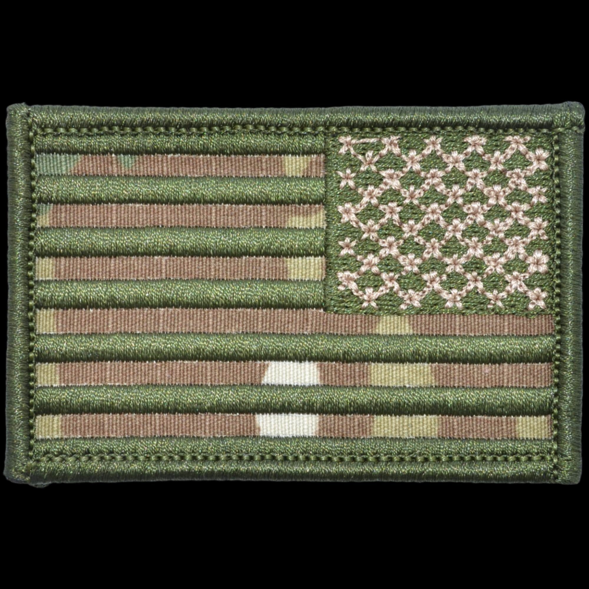 US FLAG 2 X 3 TACTICAL PATCH - MULTICAM W/ OLIVE DRAB