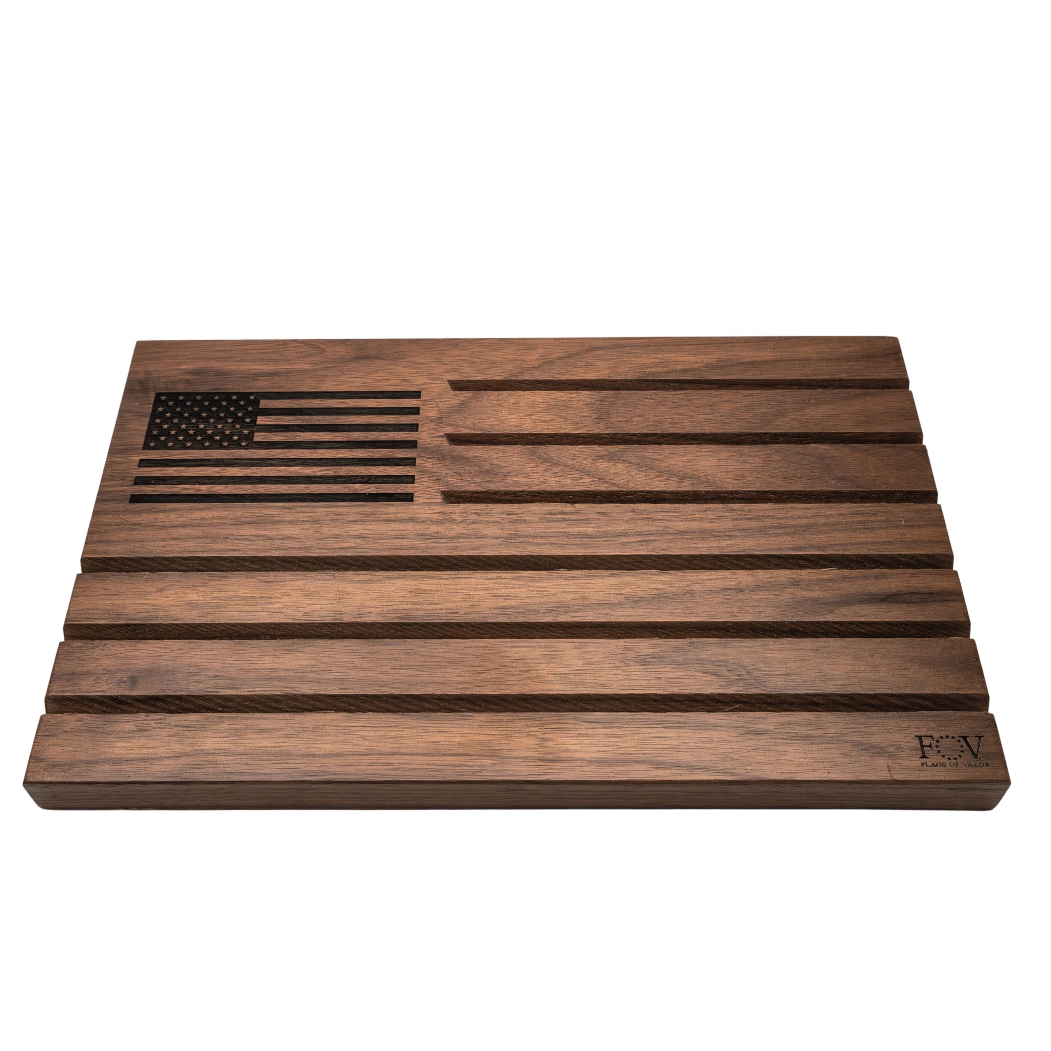 Flags of Valor - Wooden Desktop Challenge Coin Holder