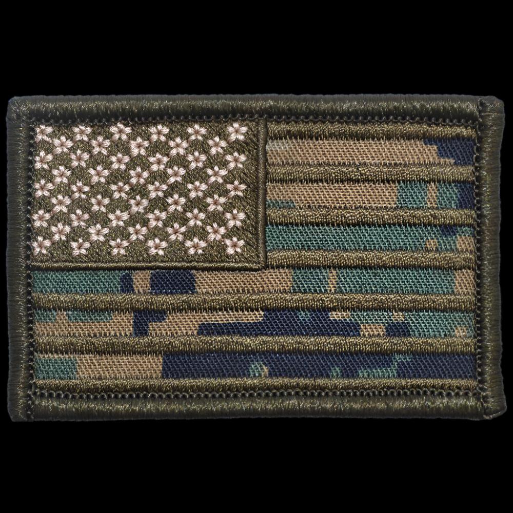 US FLAG 2 X 3 TACTICAL PATCH - MARPAT WOODLAND