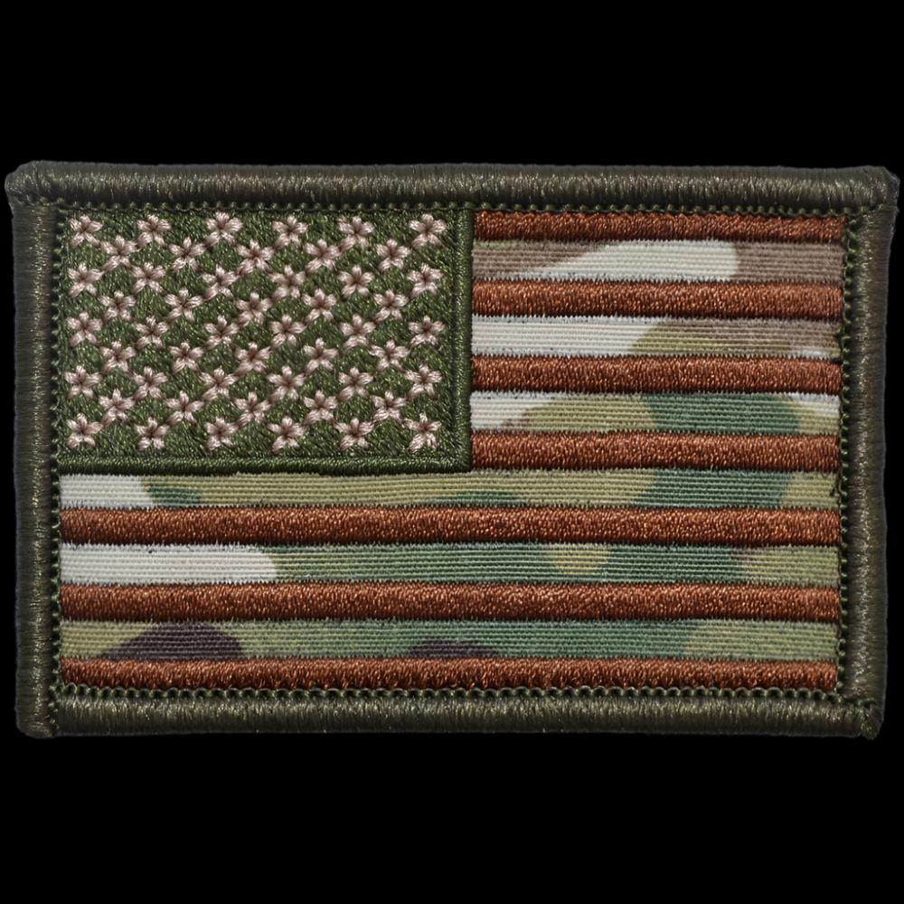 US FLAG 2 X 3 TACTICAL PATCH - MULTICAM W/ SPICE BROWN