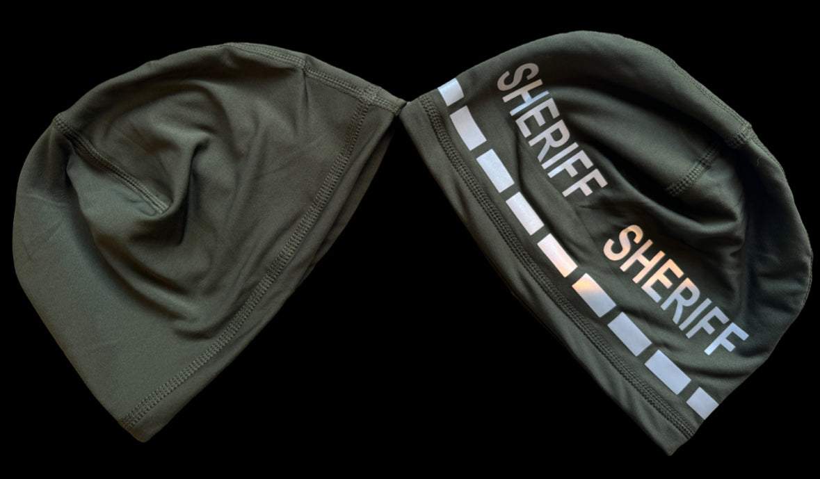 Police Beanie- Green Reversible SHERIFF
