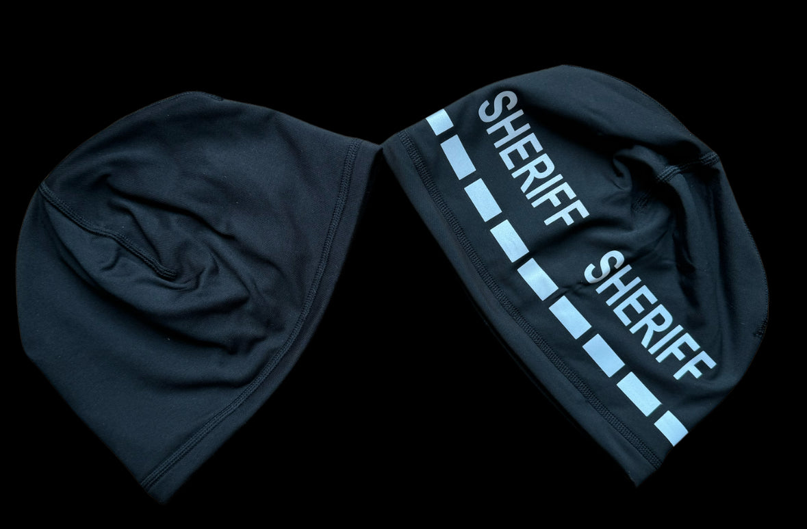 The Police Beanie- Reversible black “SHERIFF”