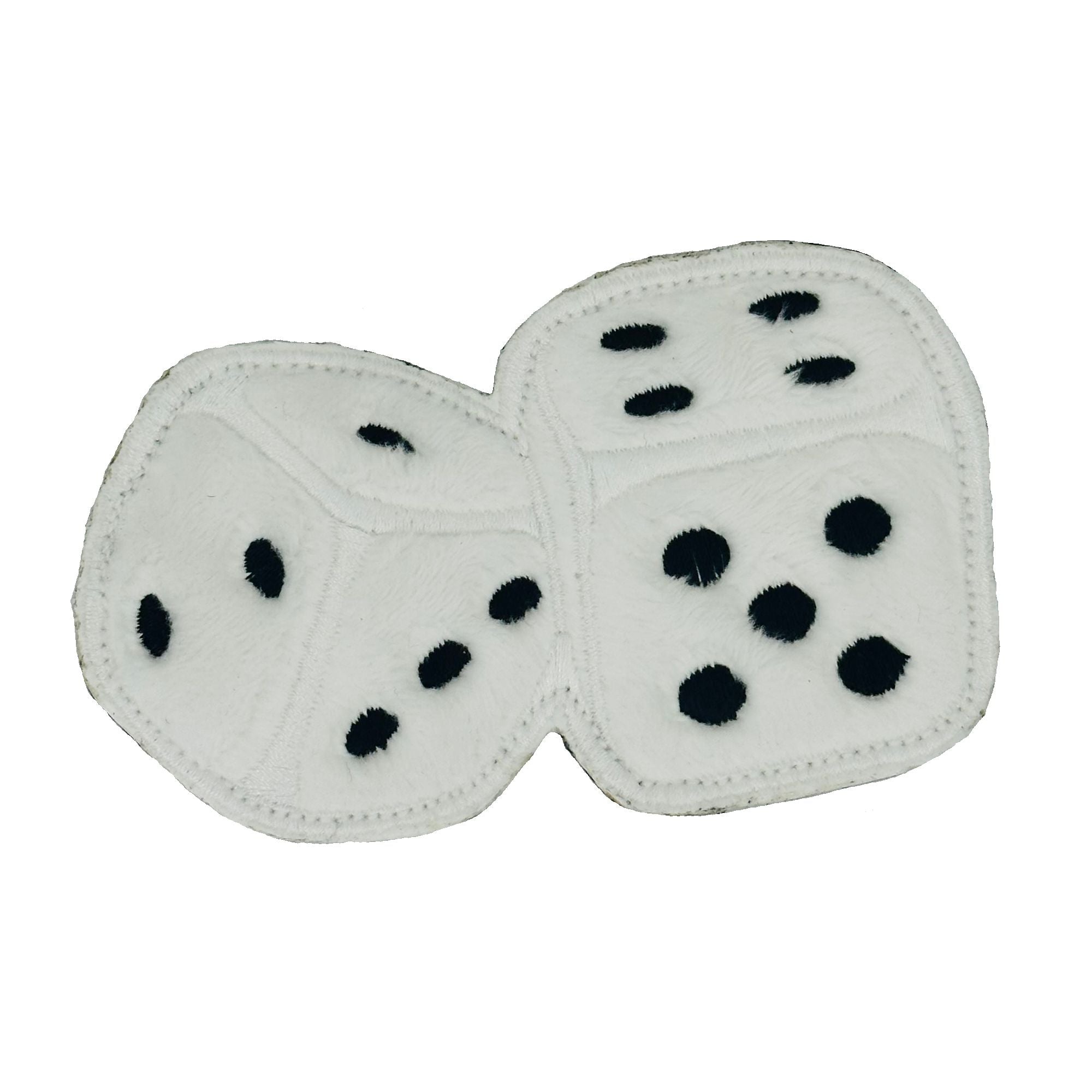 Lucky Charm Unleashed: Fuzzy Dice Embroidered Patch - Roll the dice 4x2.25 Inches - Made in the USA