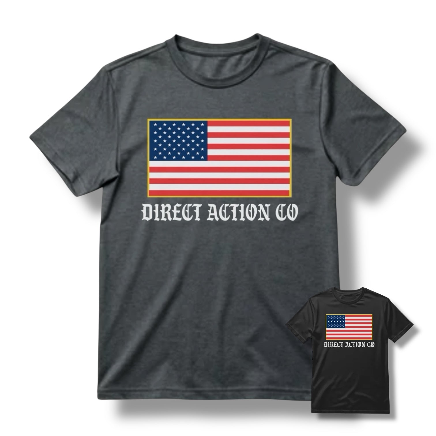 DA CO FLAG TEE (BLACK / HEATHER METAL)