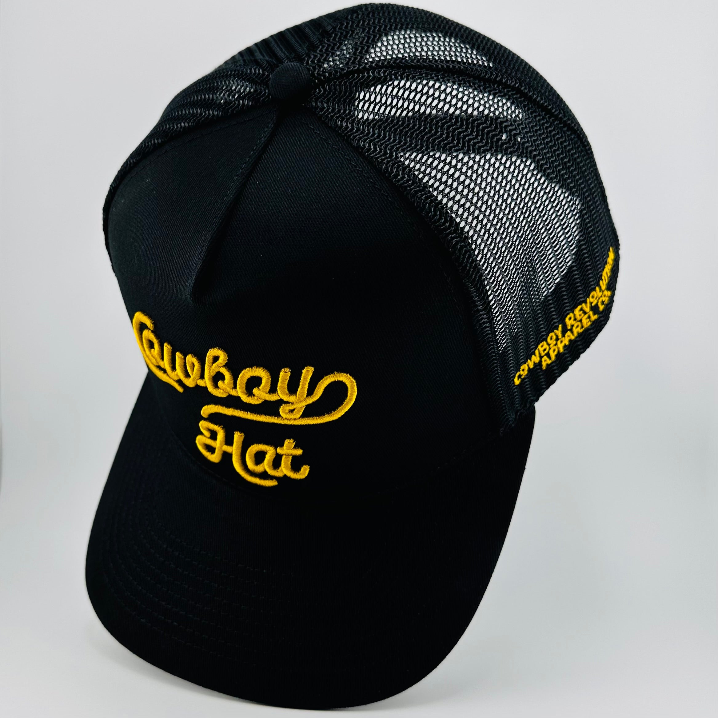 “COWBOY HAT” BLACK TRUCKER HAT