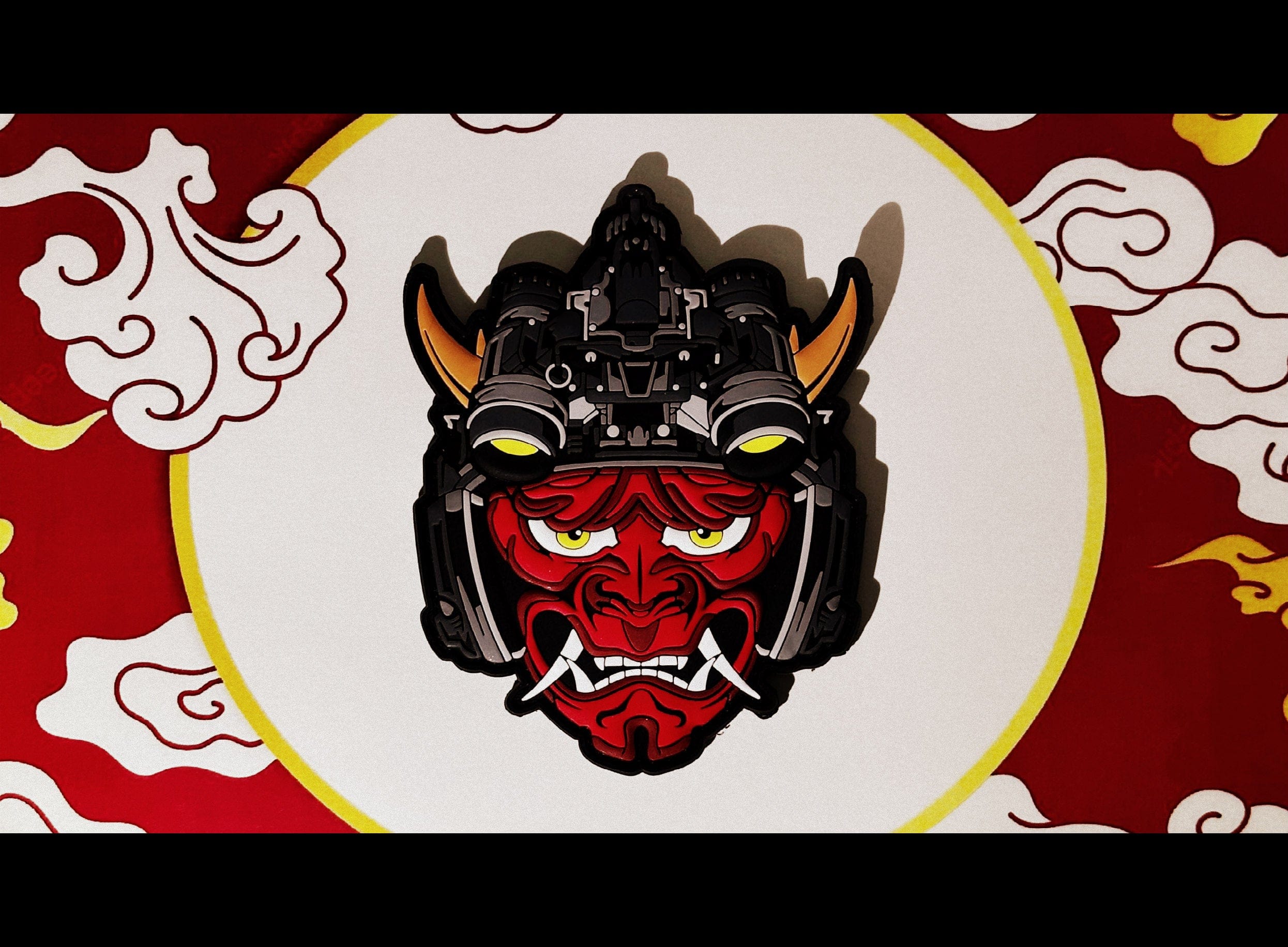 Tactical Oni Samurai with Night Vision Goggles PVC Patch - Unleash Fear and Strength