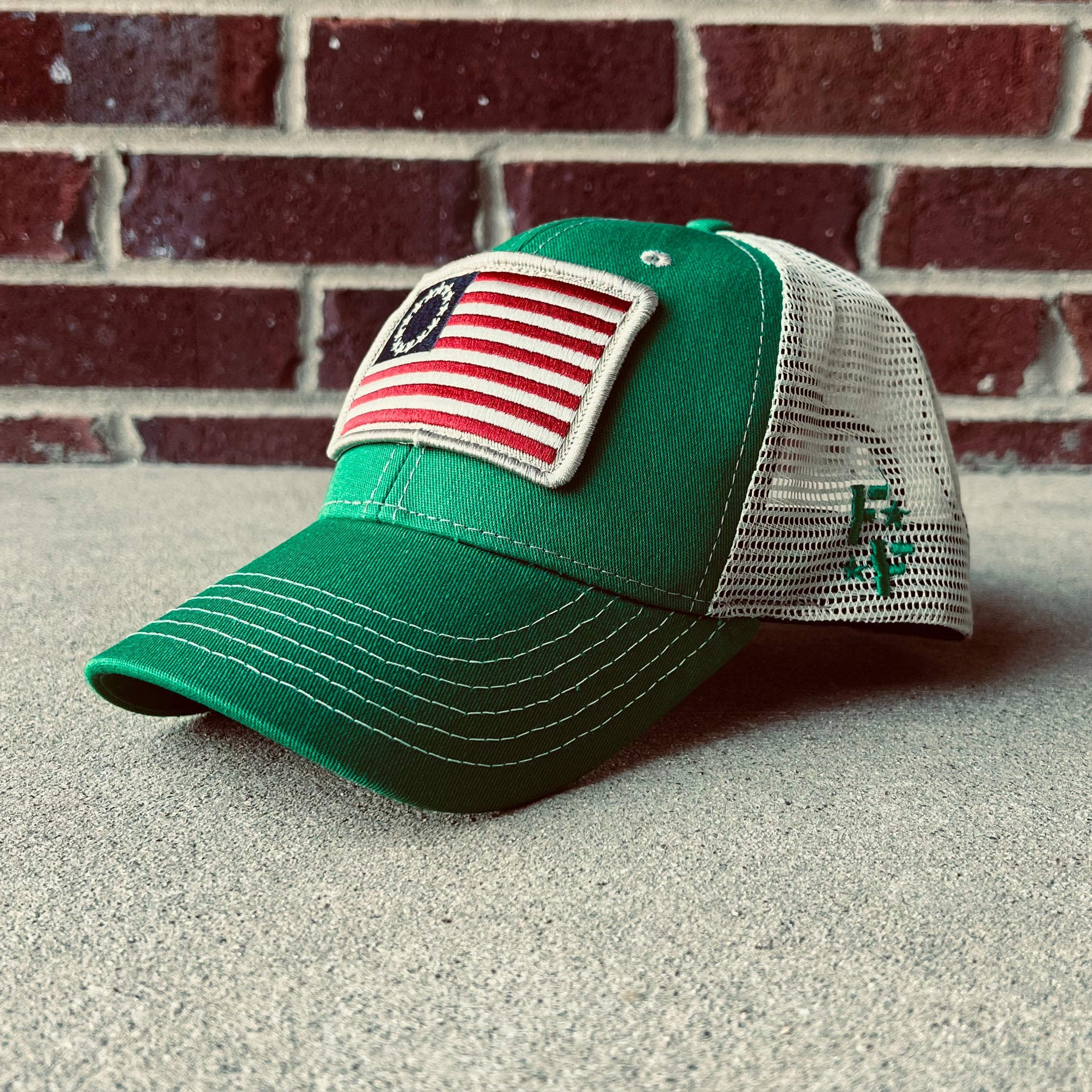 Betsy Ross Flag Patch Trucker Hat (Kelly Green)