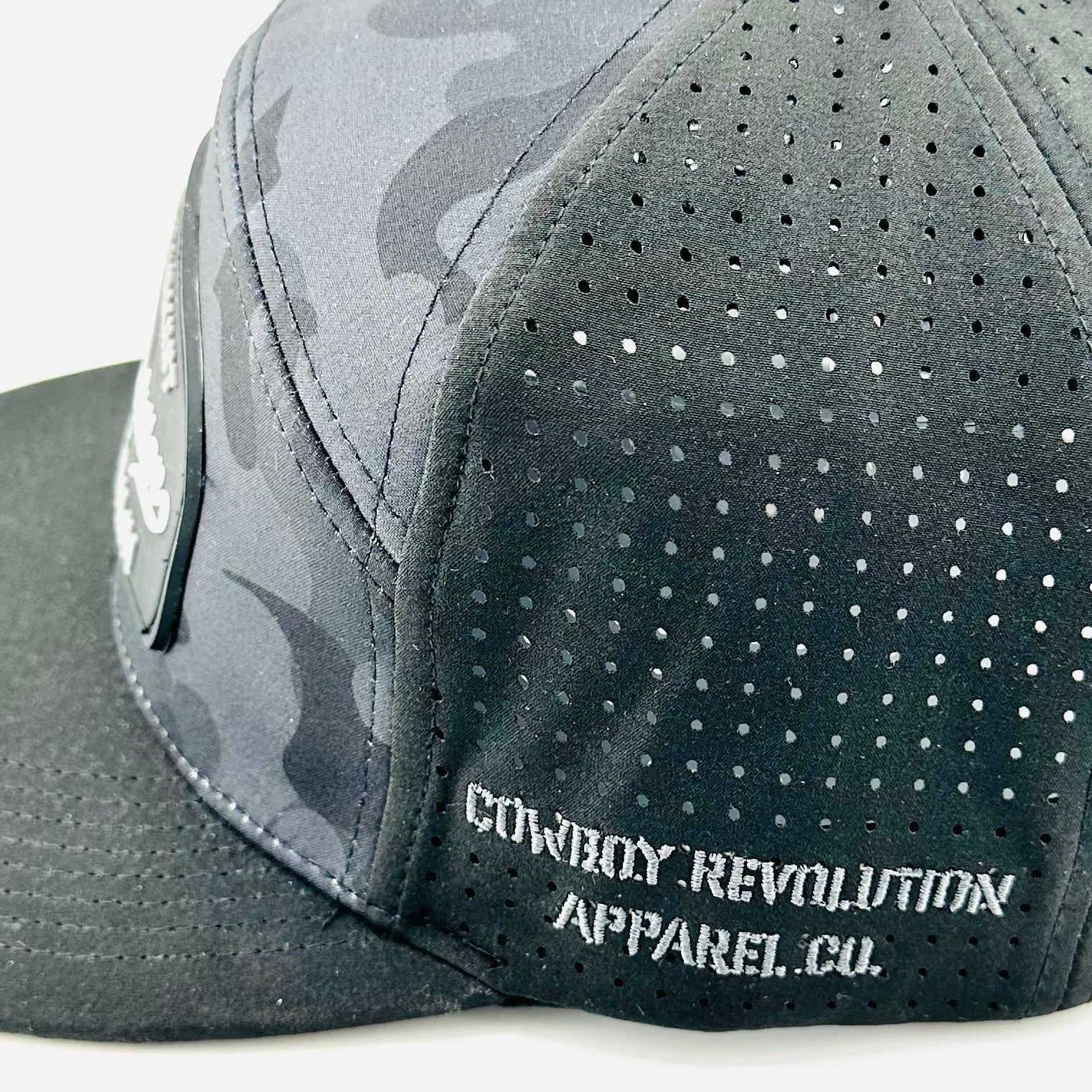 “BEFORE THE DAWN” DARK CAMO/BLACK FLATBILL HAT