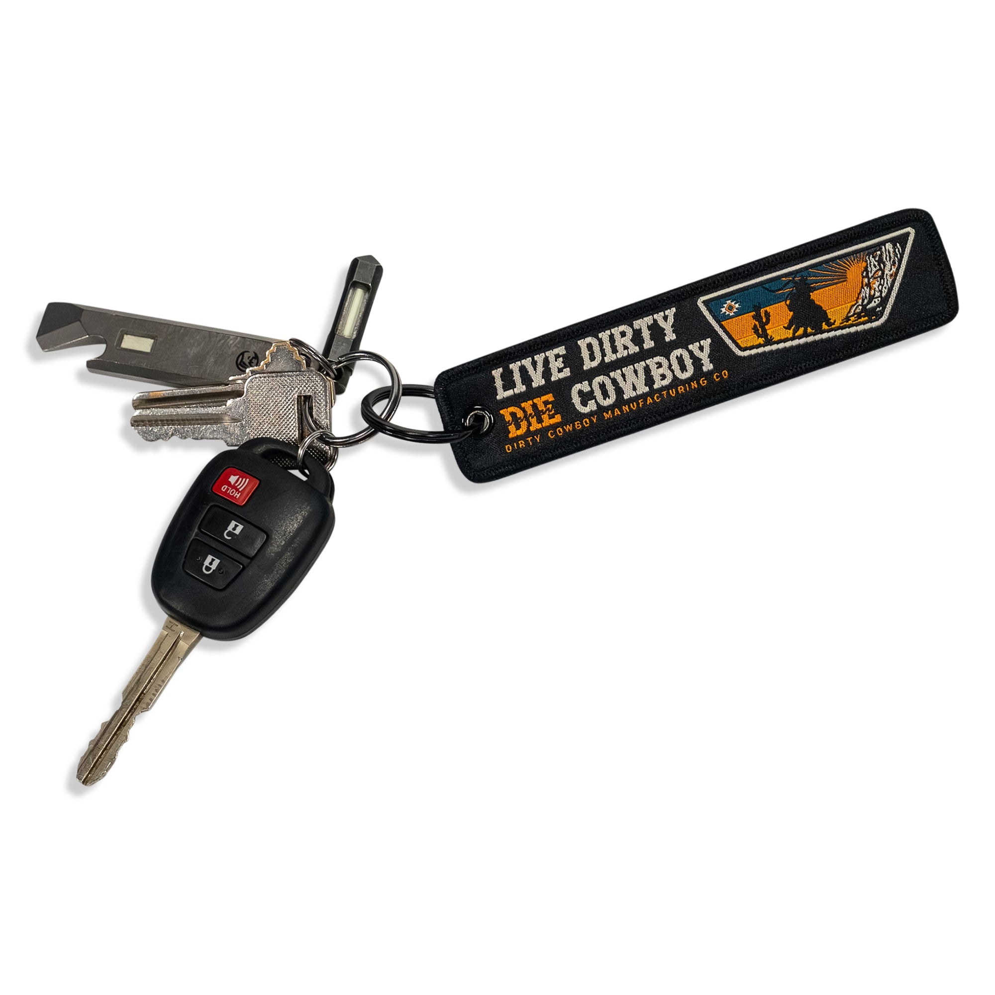 Live Dirty. Die Cowboy. Flight Keychain