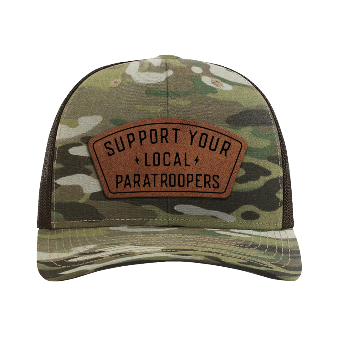 Support Local Paratrooper Leather Patch Tactical Snapback