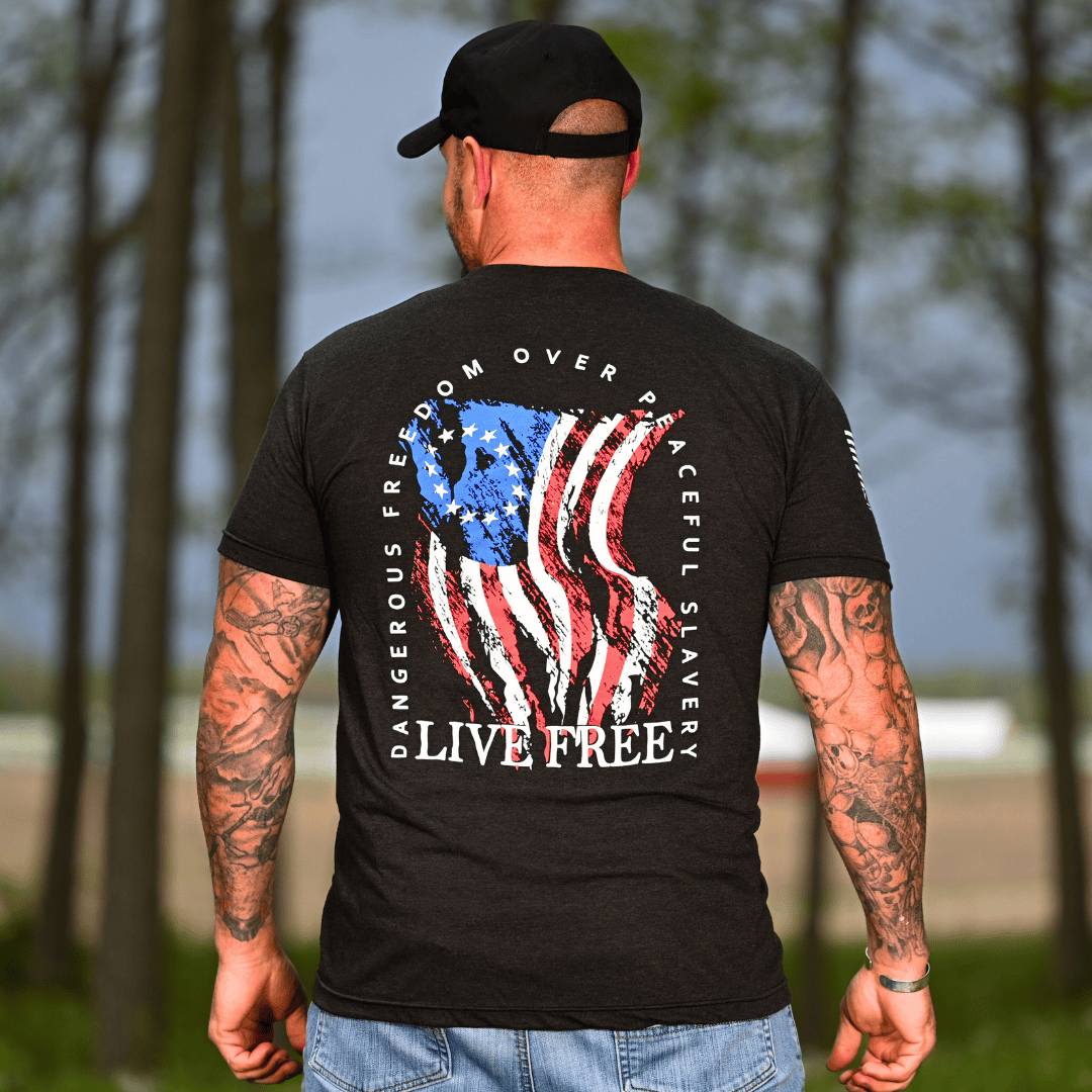 Men's Dangerous Freedom Over Peaceful Slavery Patriotic T-Shirt