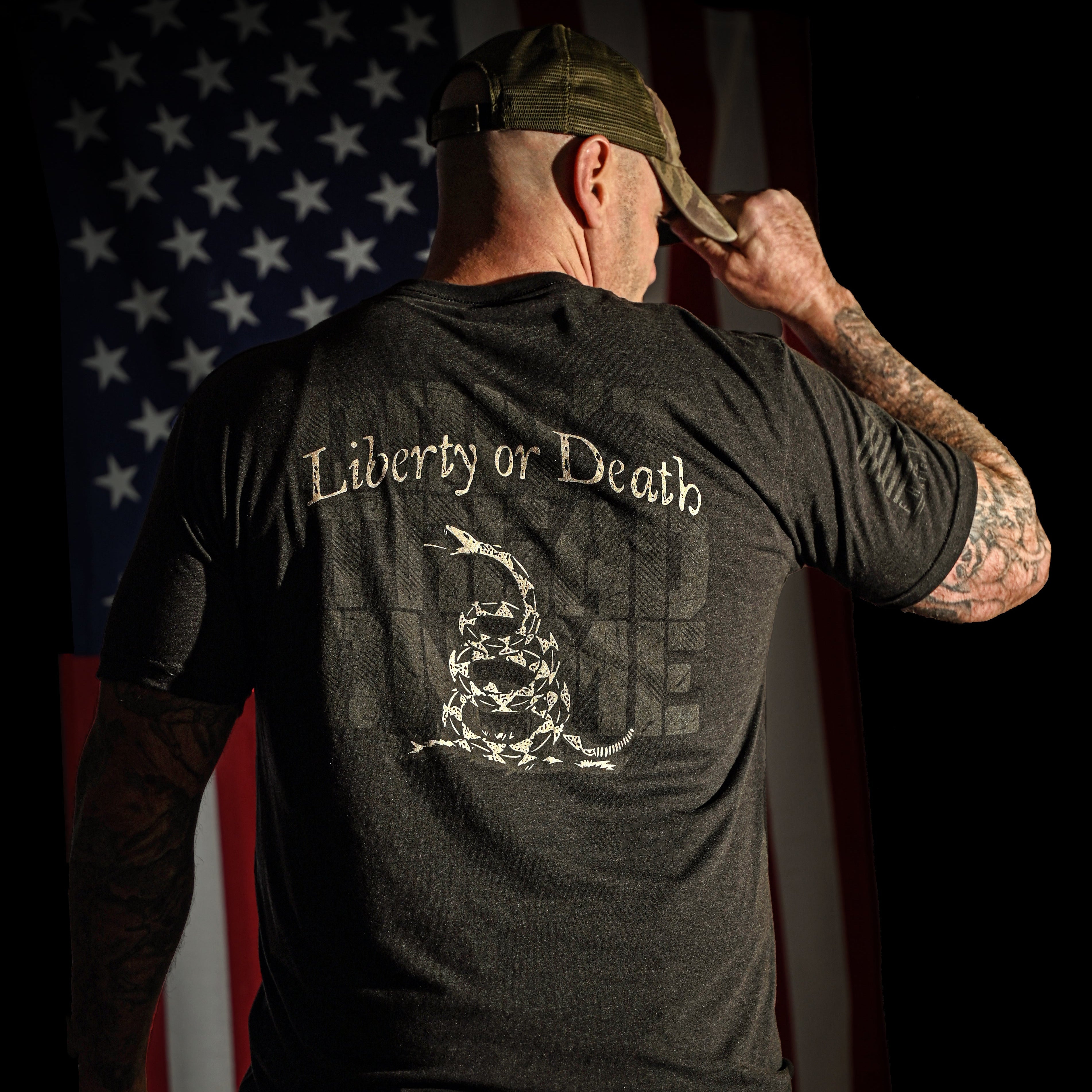 Men's Metallic Gold Liberty or Death Patriotic T-Shirt