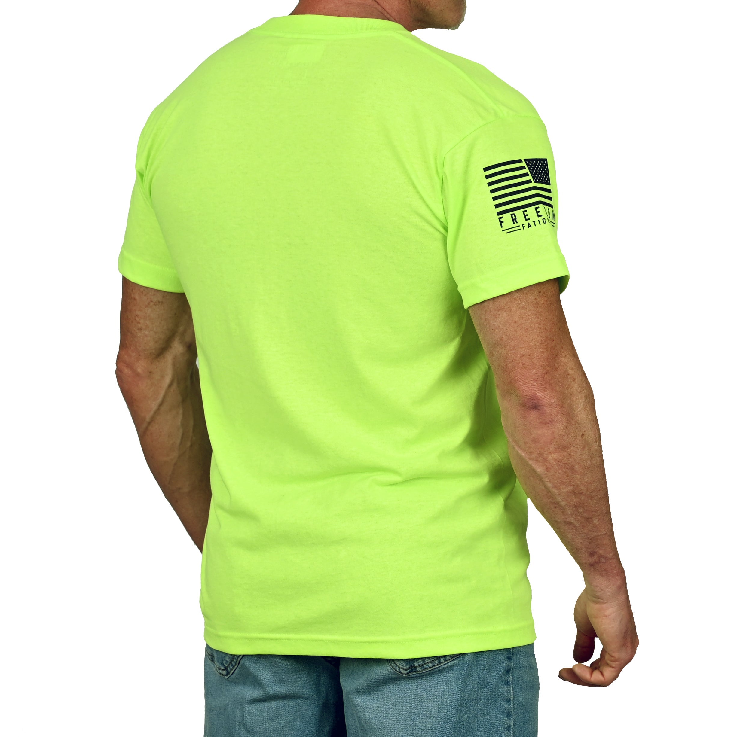 Men's Basic Hi-Vis Green Patriotic Work Shirt