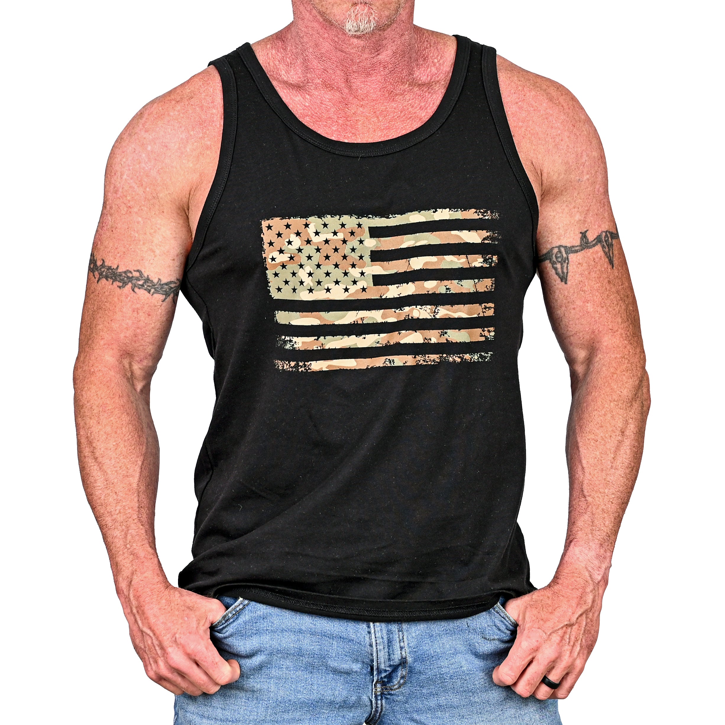 Men's Camo American Flag Patriotic Tank Top