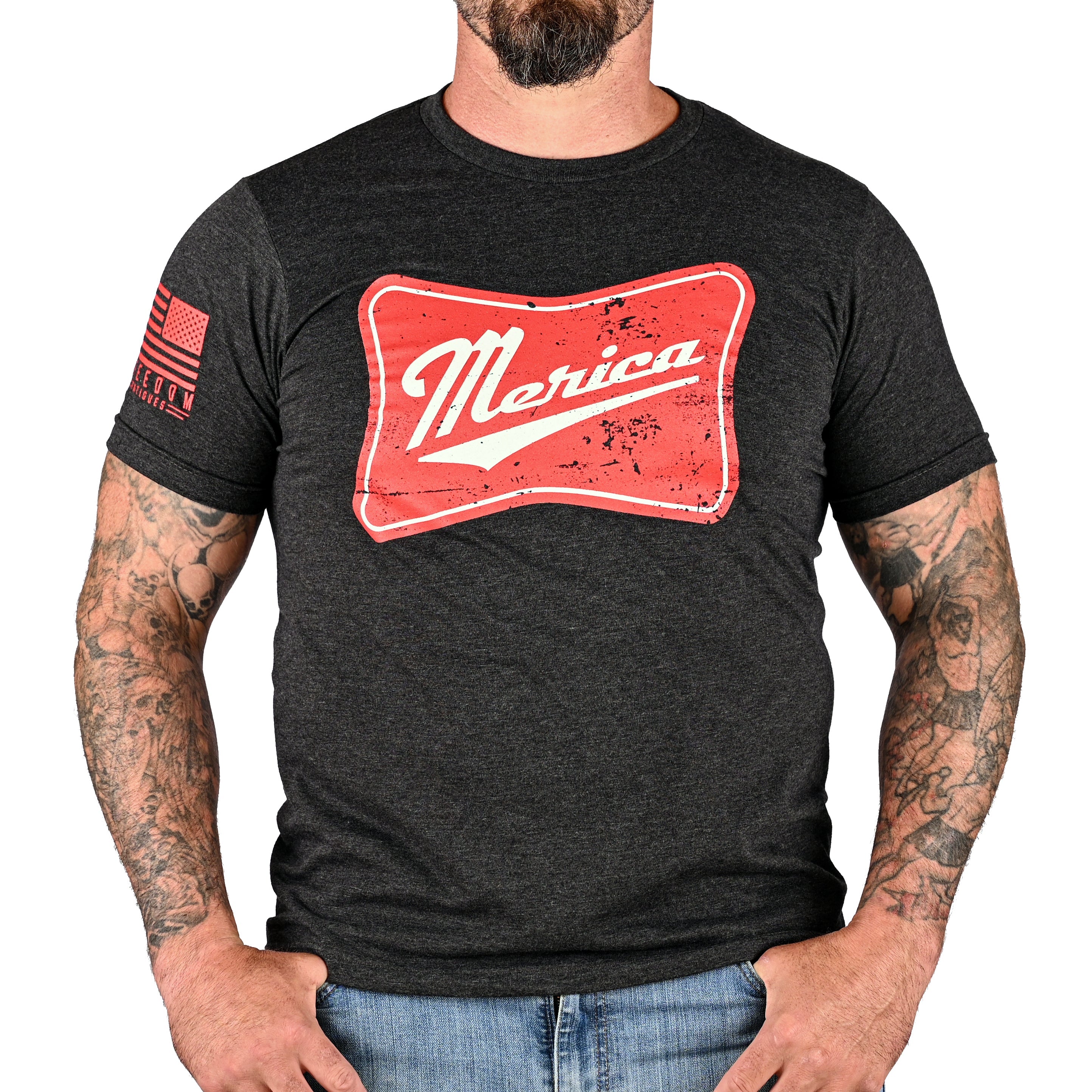 Men's 'Merica Patriotic T-Shirt - Heather Charcoal