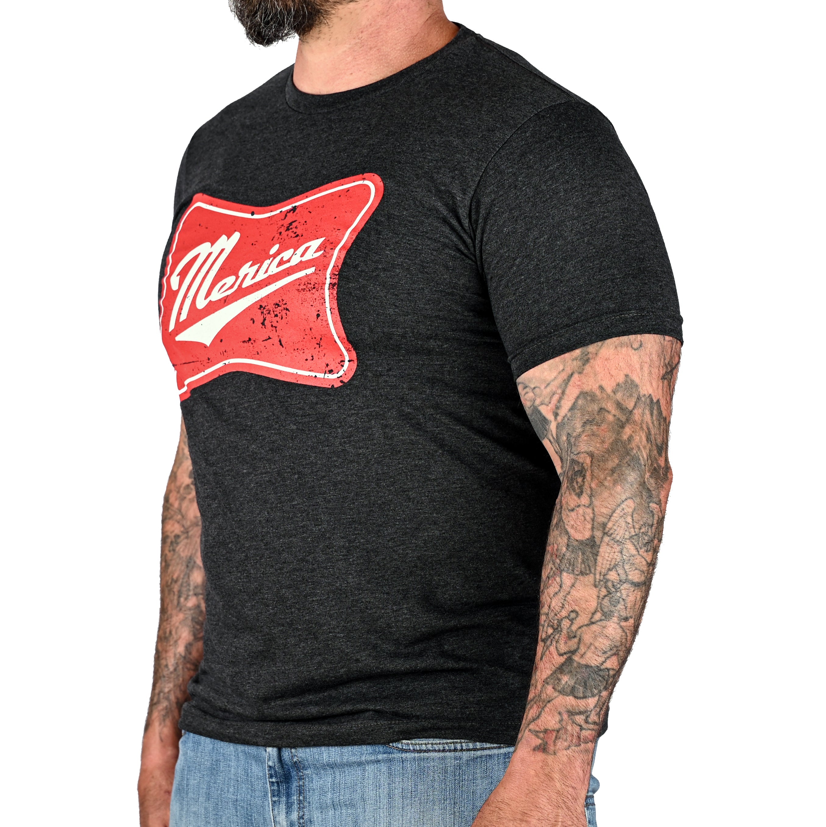 Men's 'Merica Patriotic T-Shirt - Heather Charcoal