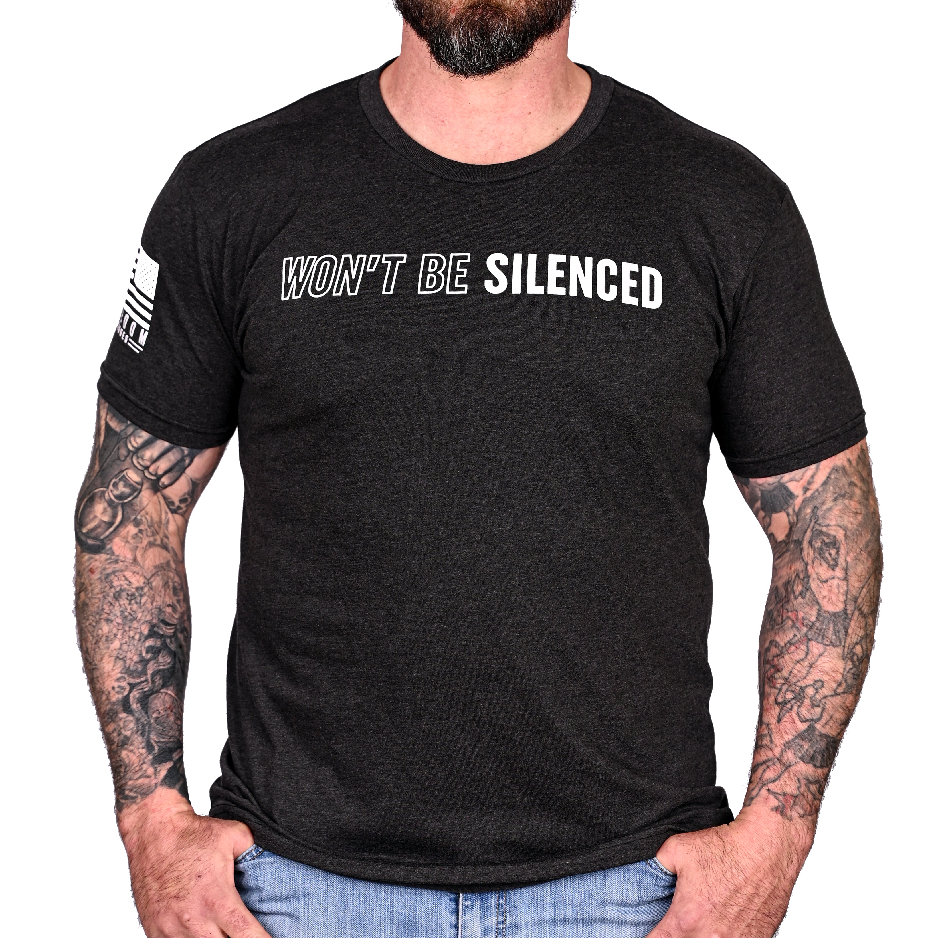 Men's Won't Be Silenced First Amendment Patriotic T-Shirt