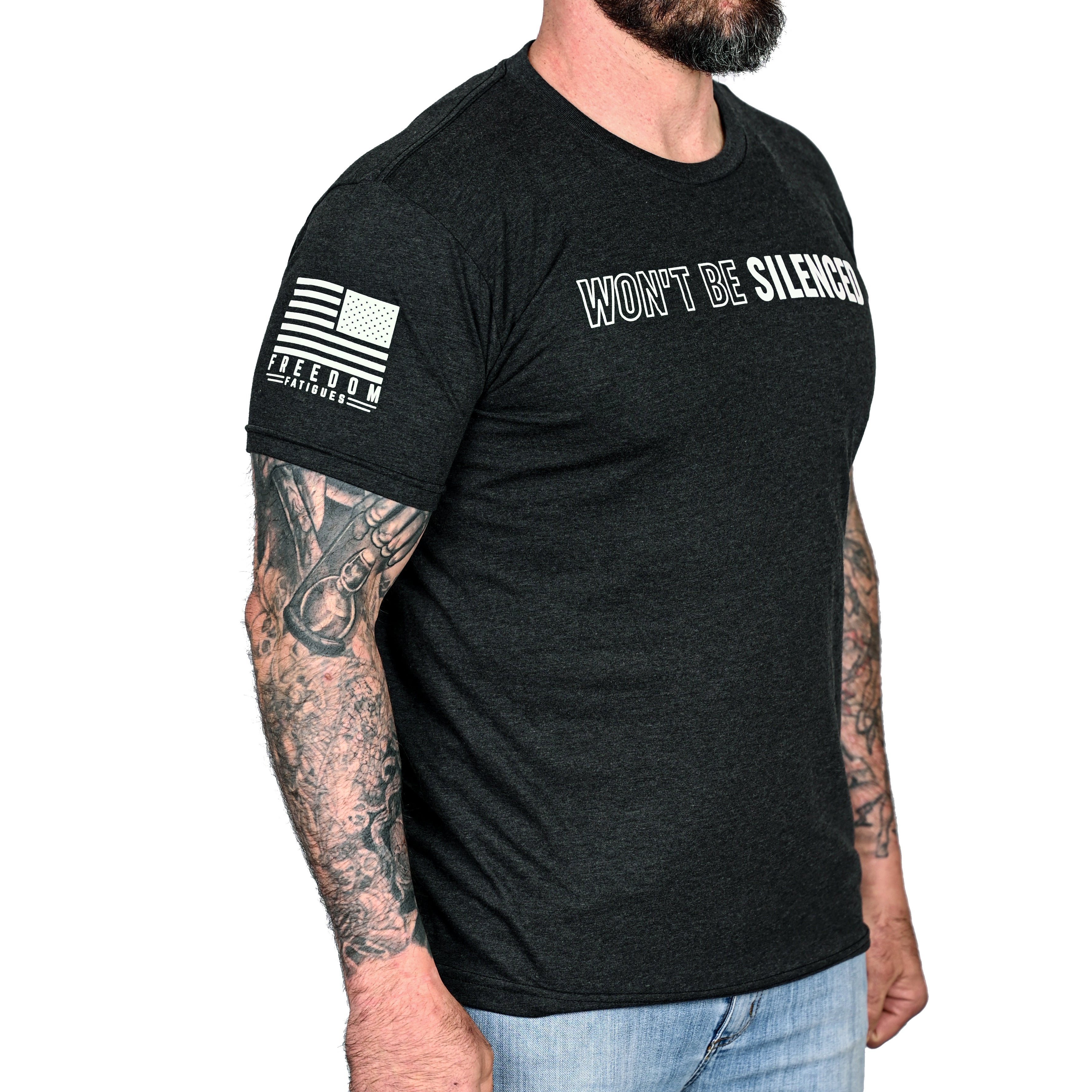 Men's Won't Be Silenced First Amendment Patriotic T-Shirt