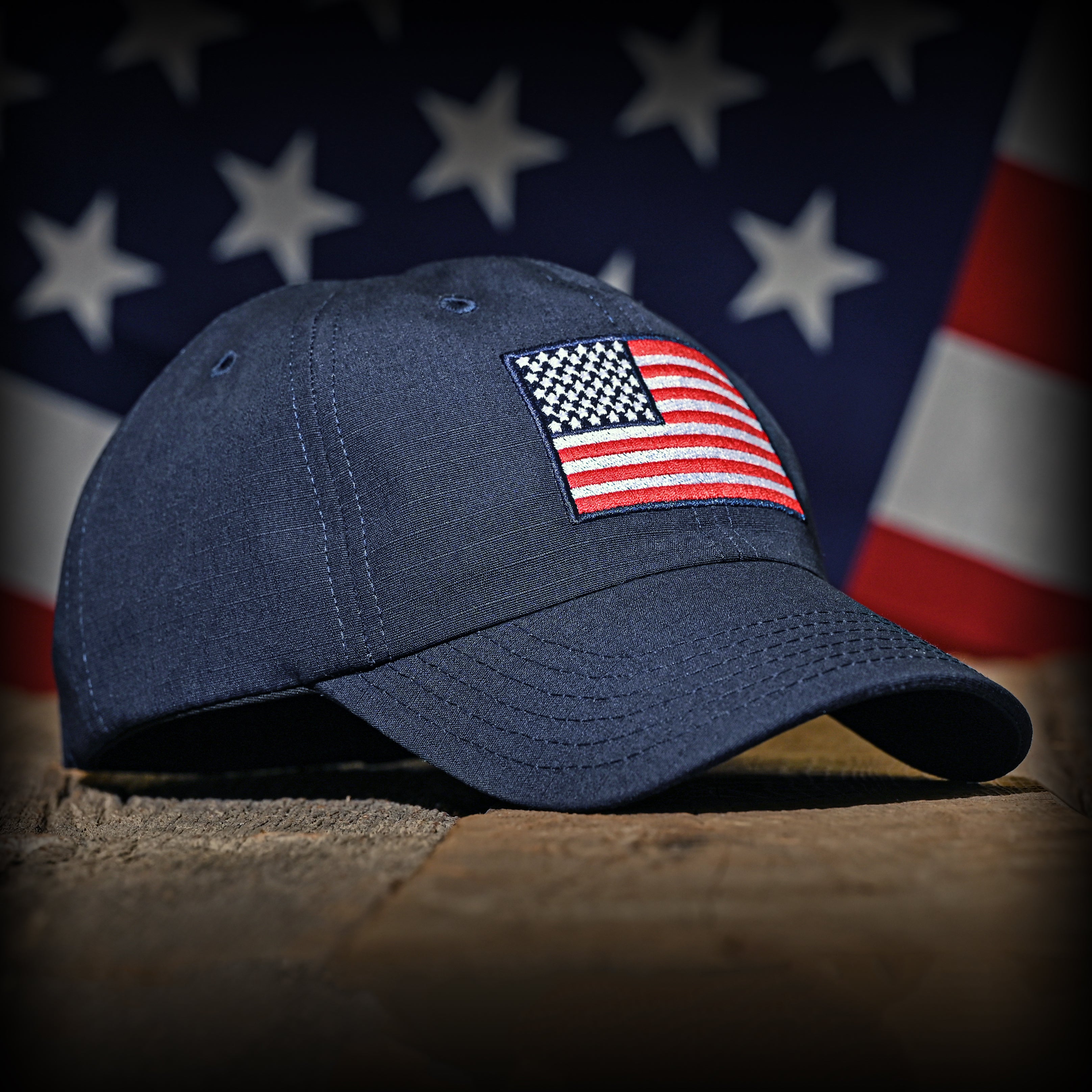 NAVY FULL RIPSTOP US FLAG RANGE HAT