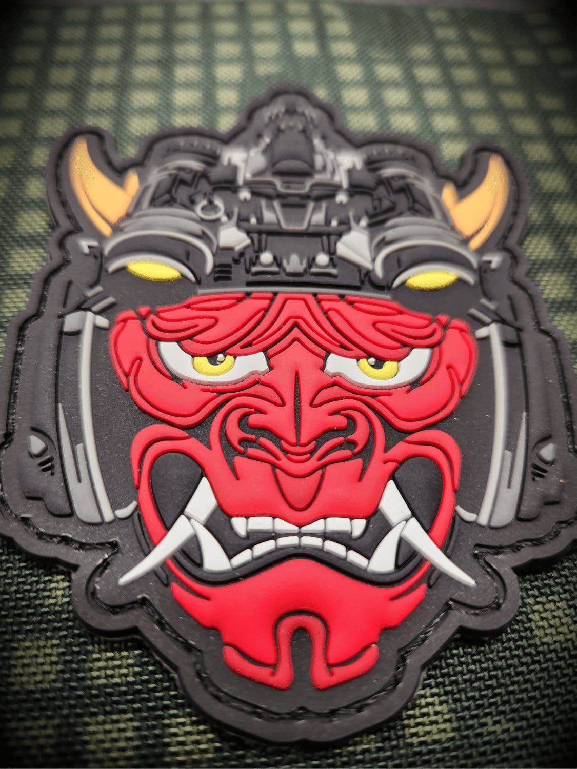 Tactical Oni Samurai with Night Vision Goggles PVC Patch - Unleash Fear and Strength