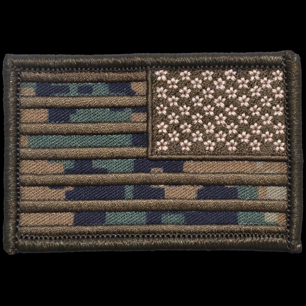 US FLAG 2 X 3 TACTICAL PATCH - MARPAT WOODLAND