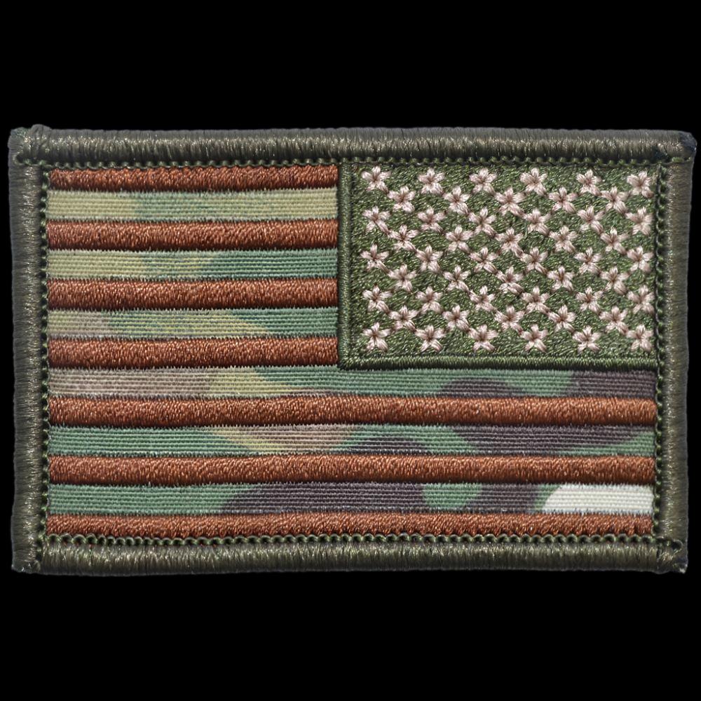 US FLAG 2 X 3 TACTICAL PATCH - MULTICAM W/ SPICE BROWN