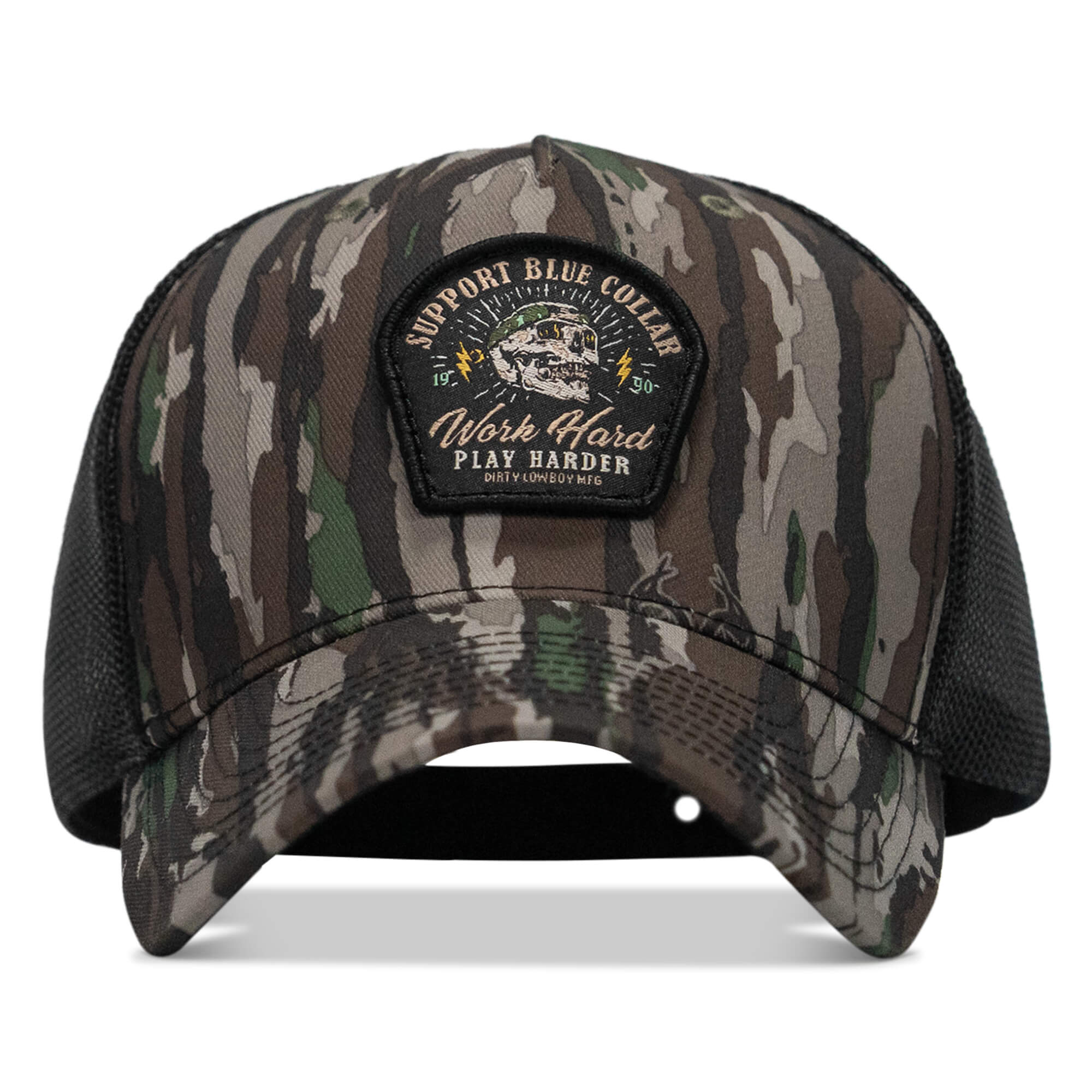 Work Hard Play Harder | Support Blue Collar Patch Snapback Hat