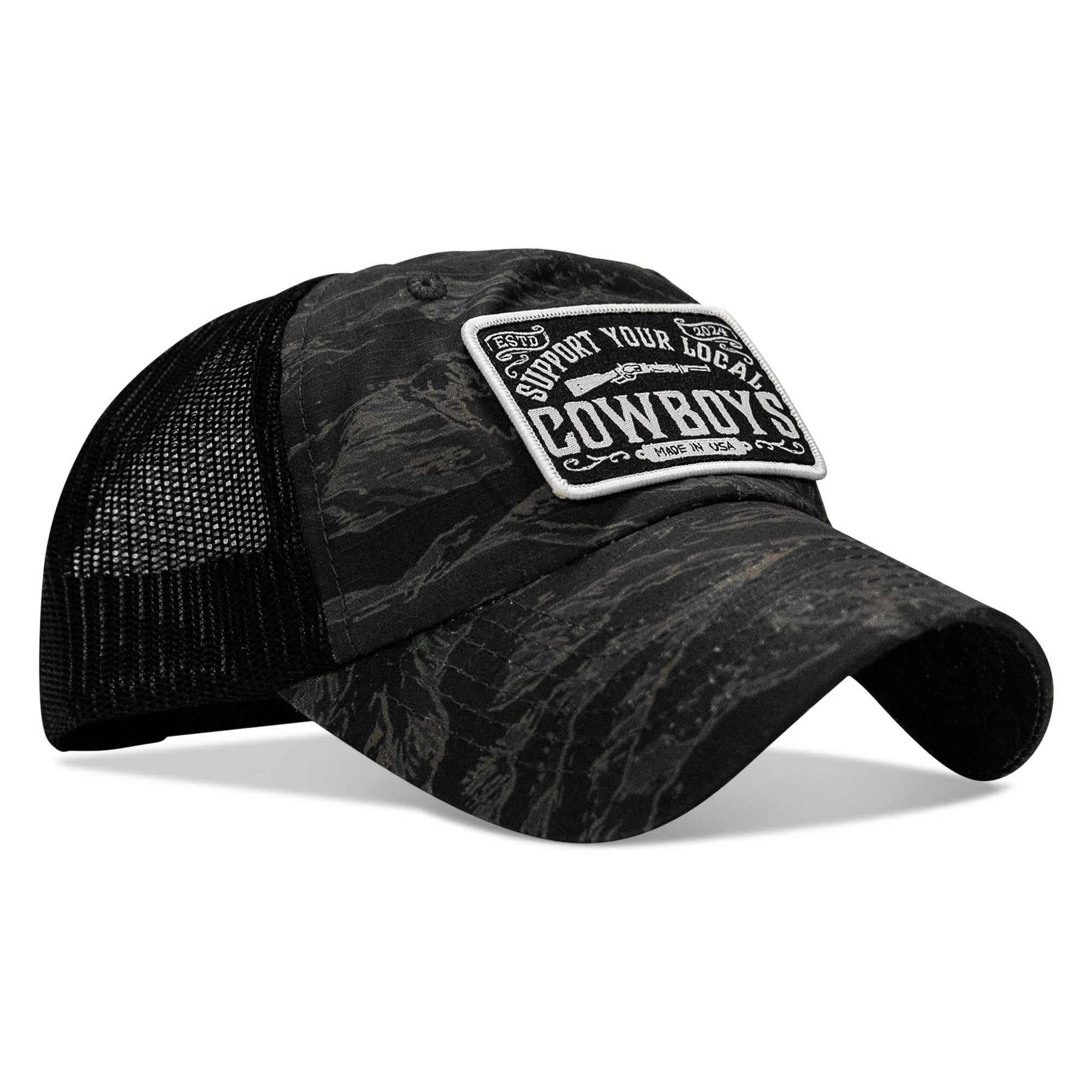 Support Your Local Cowboys Patch Tactical Ripstop Mesh Snapback Hat
