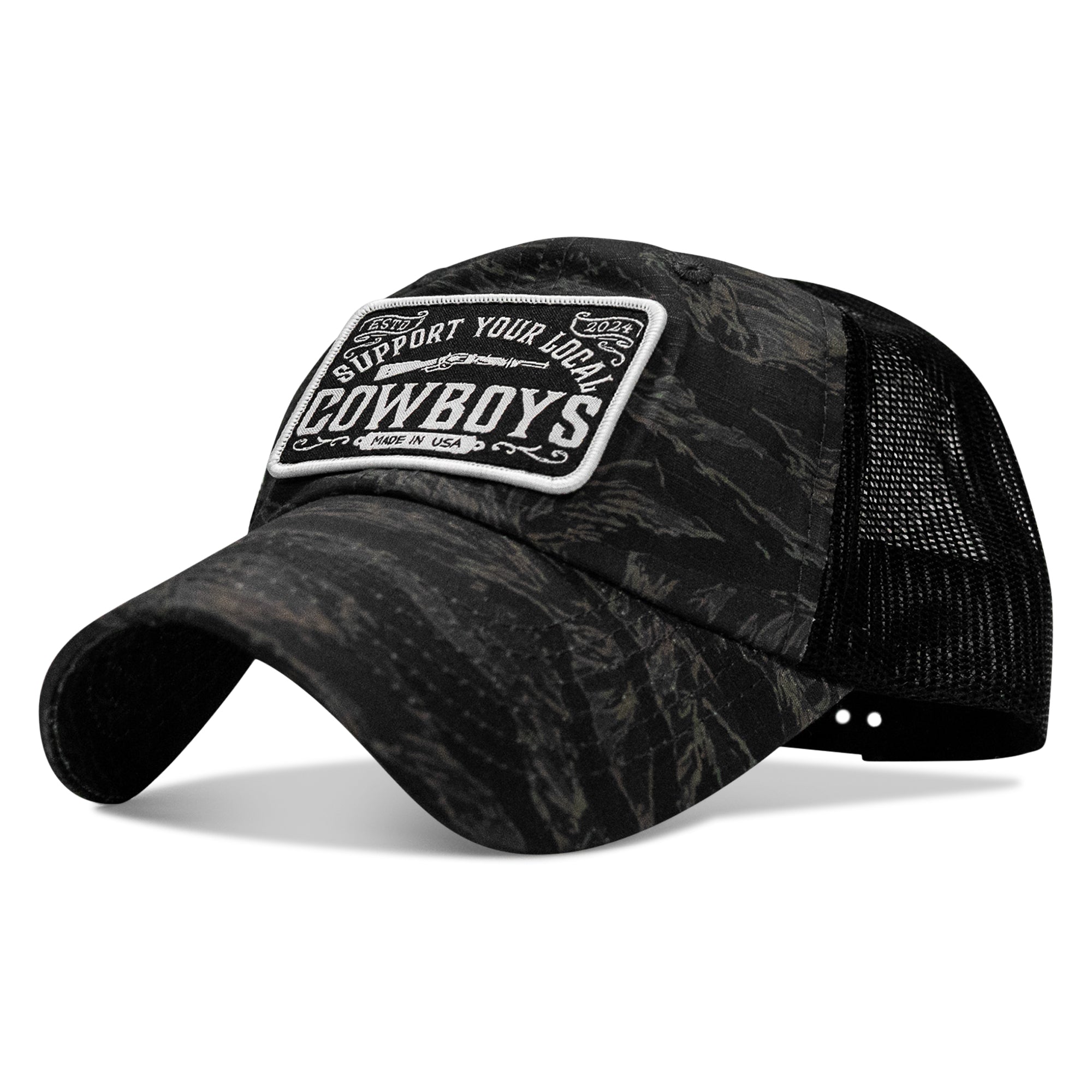 Support Your Local Cowboys Patch Tactical Ripstop Mesh Snapback Hat