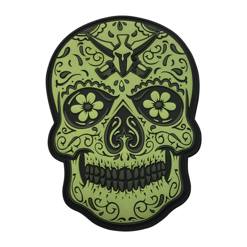 Sugar Skull PVC Patch - OD Green - Honoring Departed Souls with Vibrant Artistry