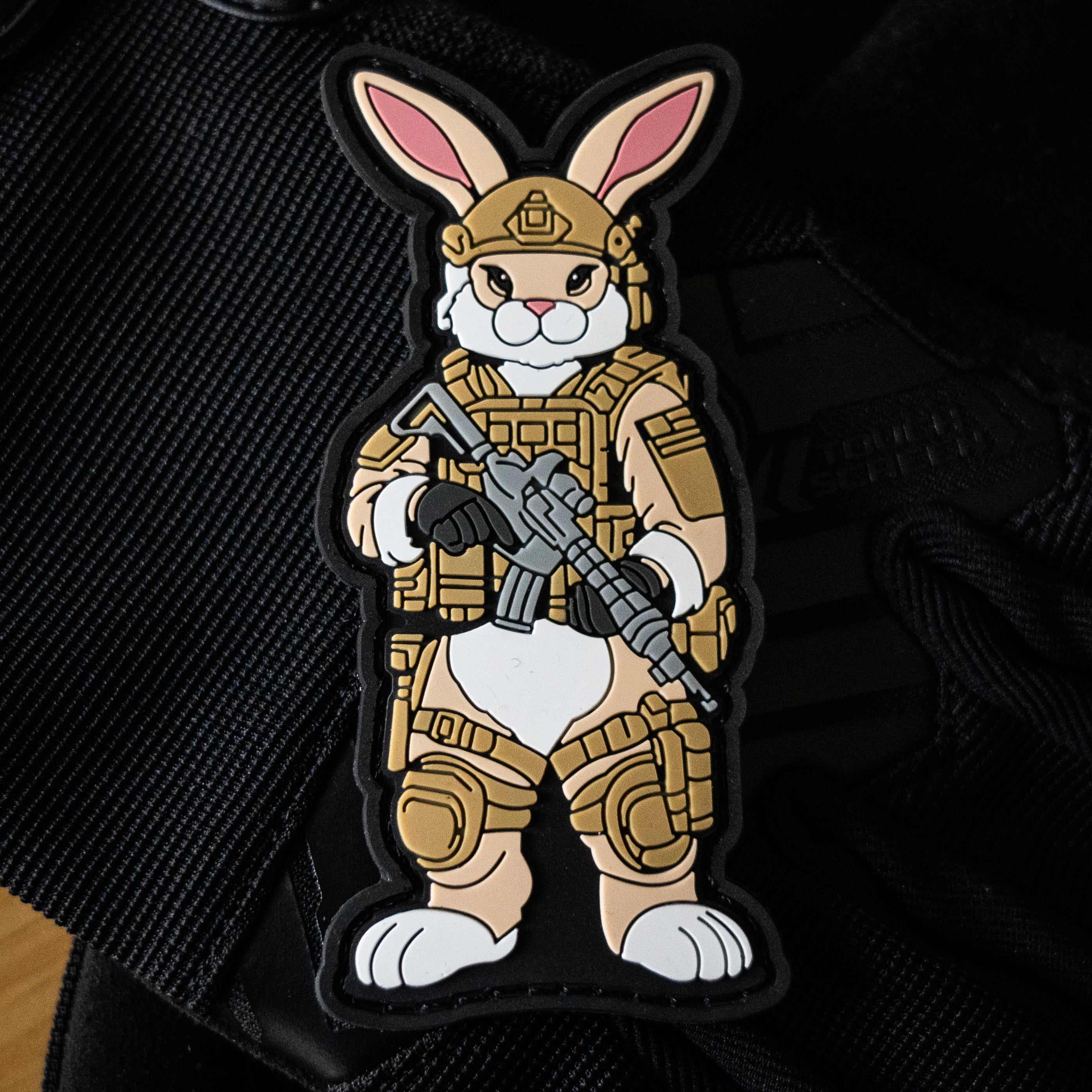 Pew Pew Peter Tactical Easter Battle Bunny 4" PVC Patch - Bad Bunny Collection