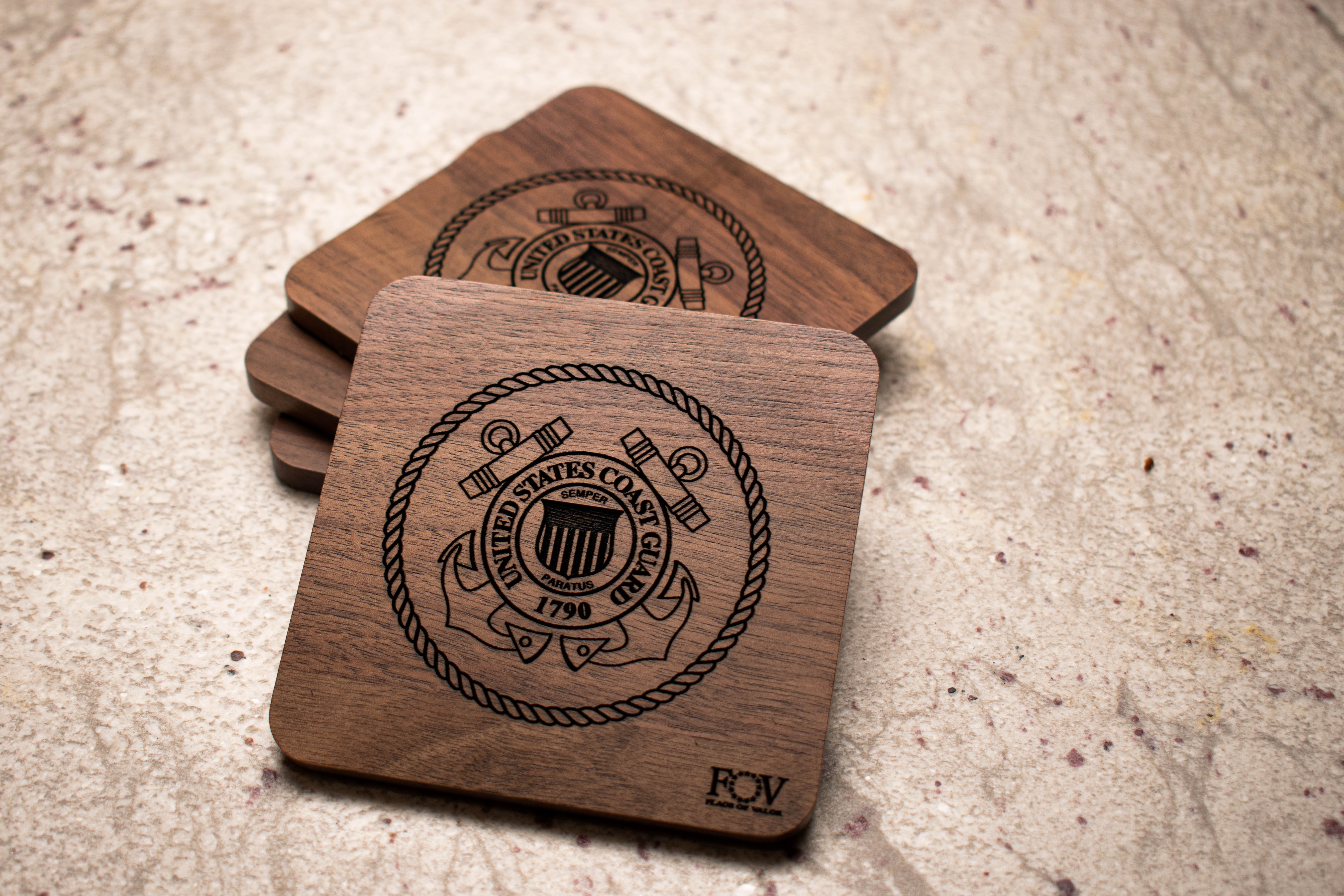 Flags of Valor - Walnut Coasters