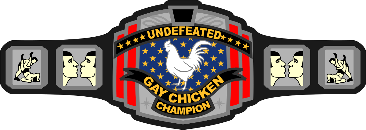 Undefeated Gay Chicken Champion - 5 inch Sticker