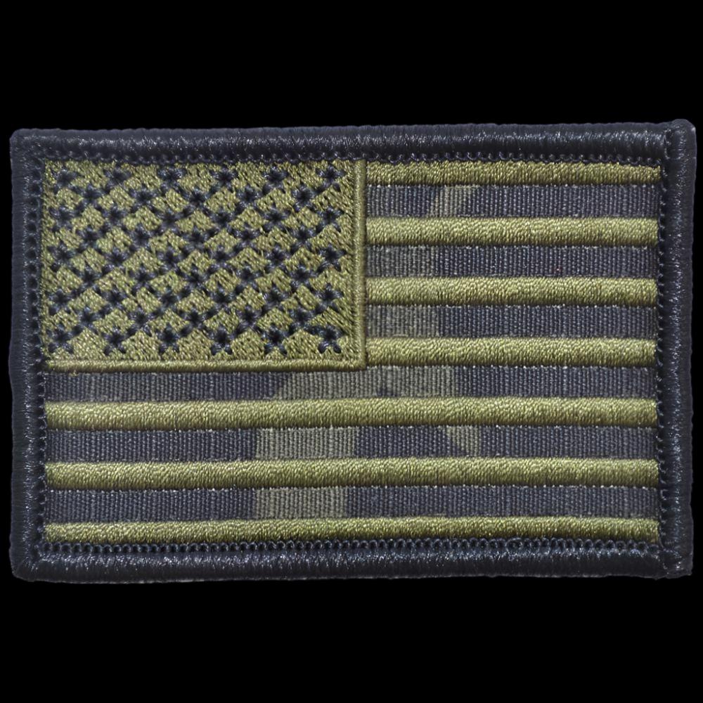 US FLAG 2 X 3 TACTICAL PATCH - MULTICAM  W/ OLIVE DRAB