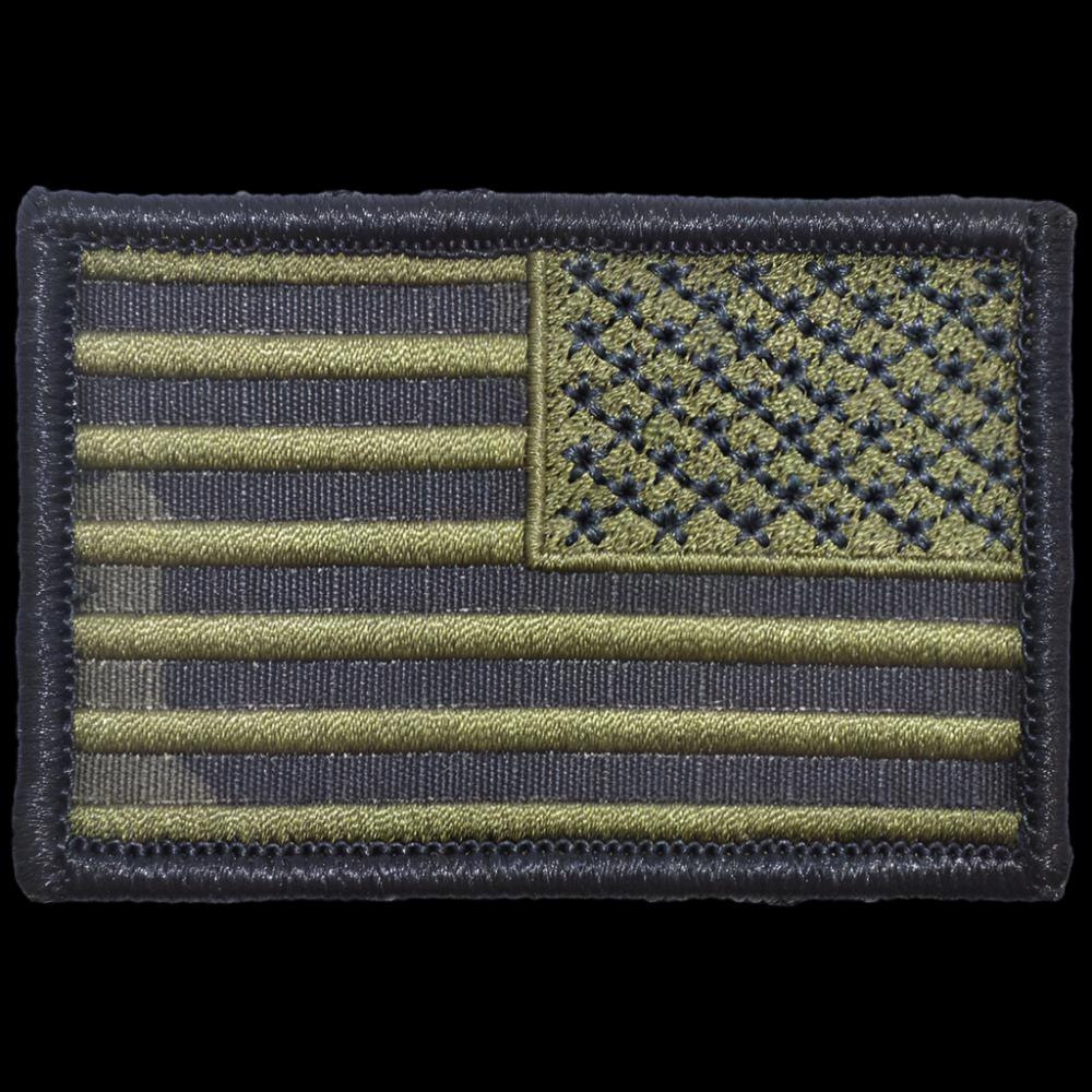 US FLAG 2 X 3 TACTICAL PATCH - MULTICAM  W/ OLIVE DRAB