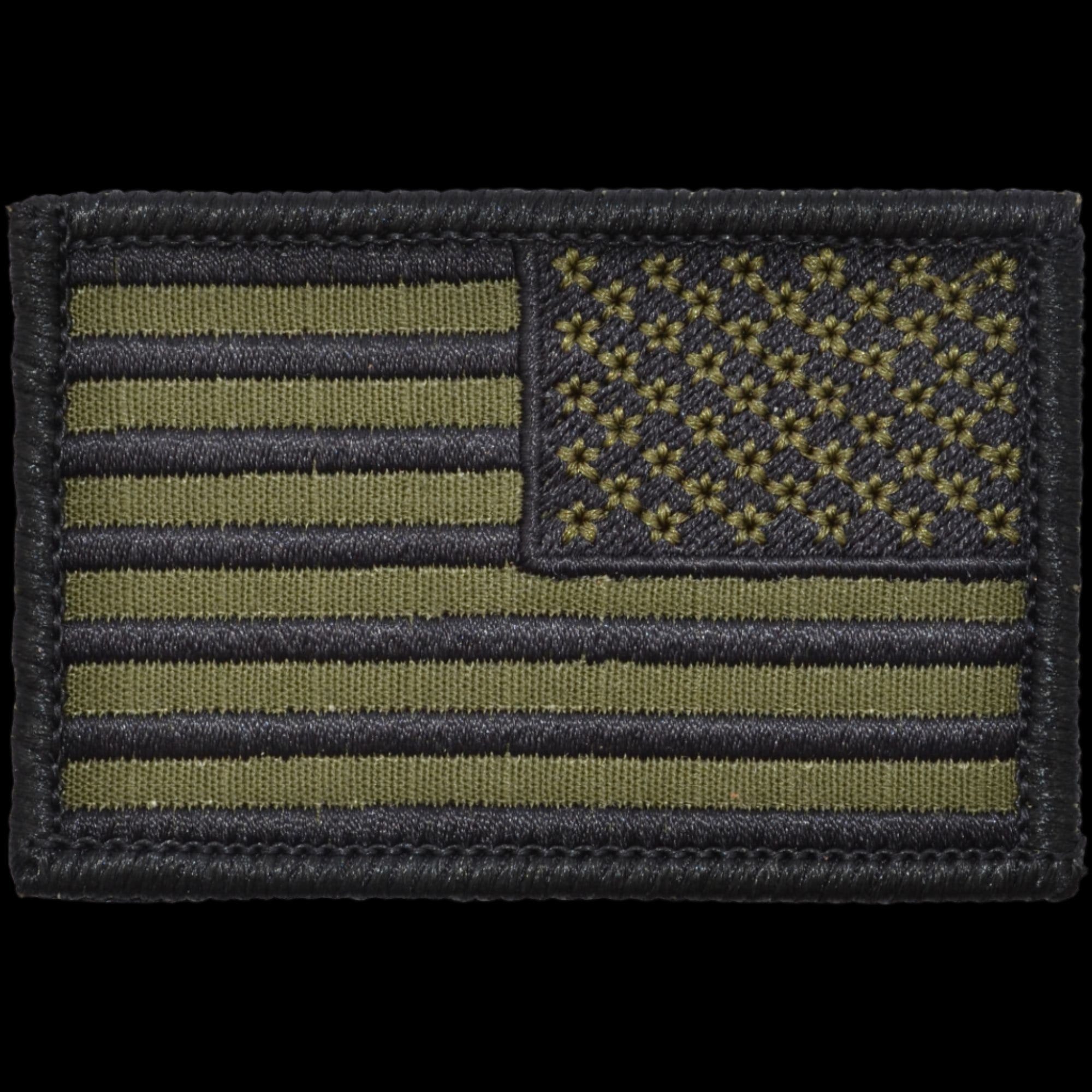 US FLAG 2 X 3 TACTICAL PATCH - OLIVE DRAB W/ BLACK