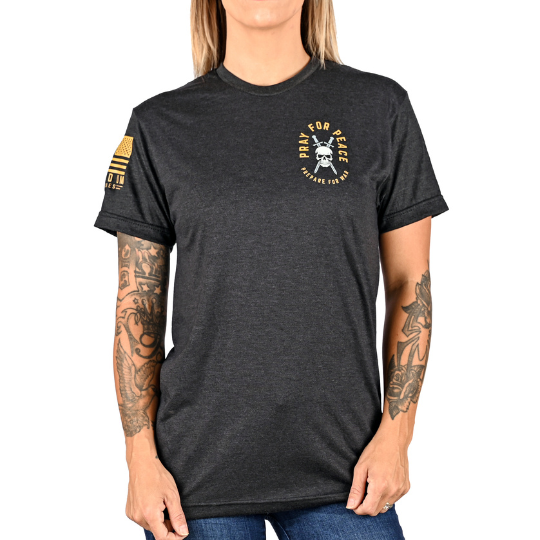 Women's Pray for Peace | Prepare for War Boyfriend Fit T-Shirt