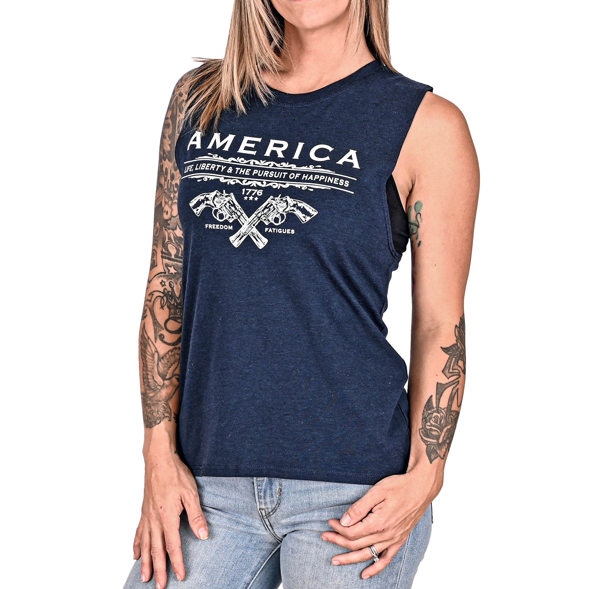 Women's Unalienable Rights Muscle Tank - Midnight Navy