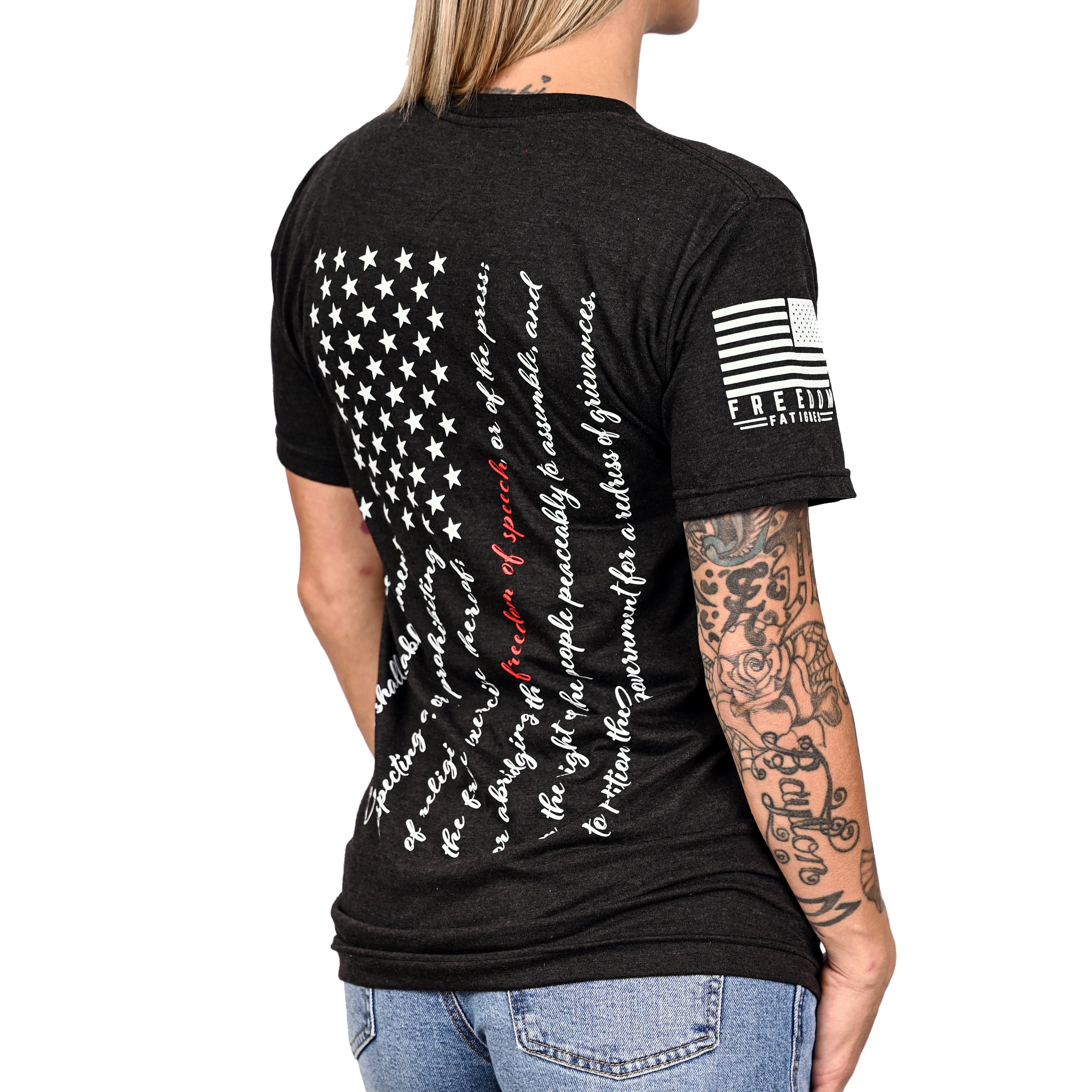 Women's Won't Be Silenced First Amendment Patriotic Tshirt (Boyfriend Fit)