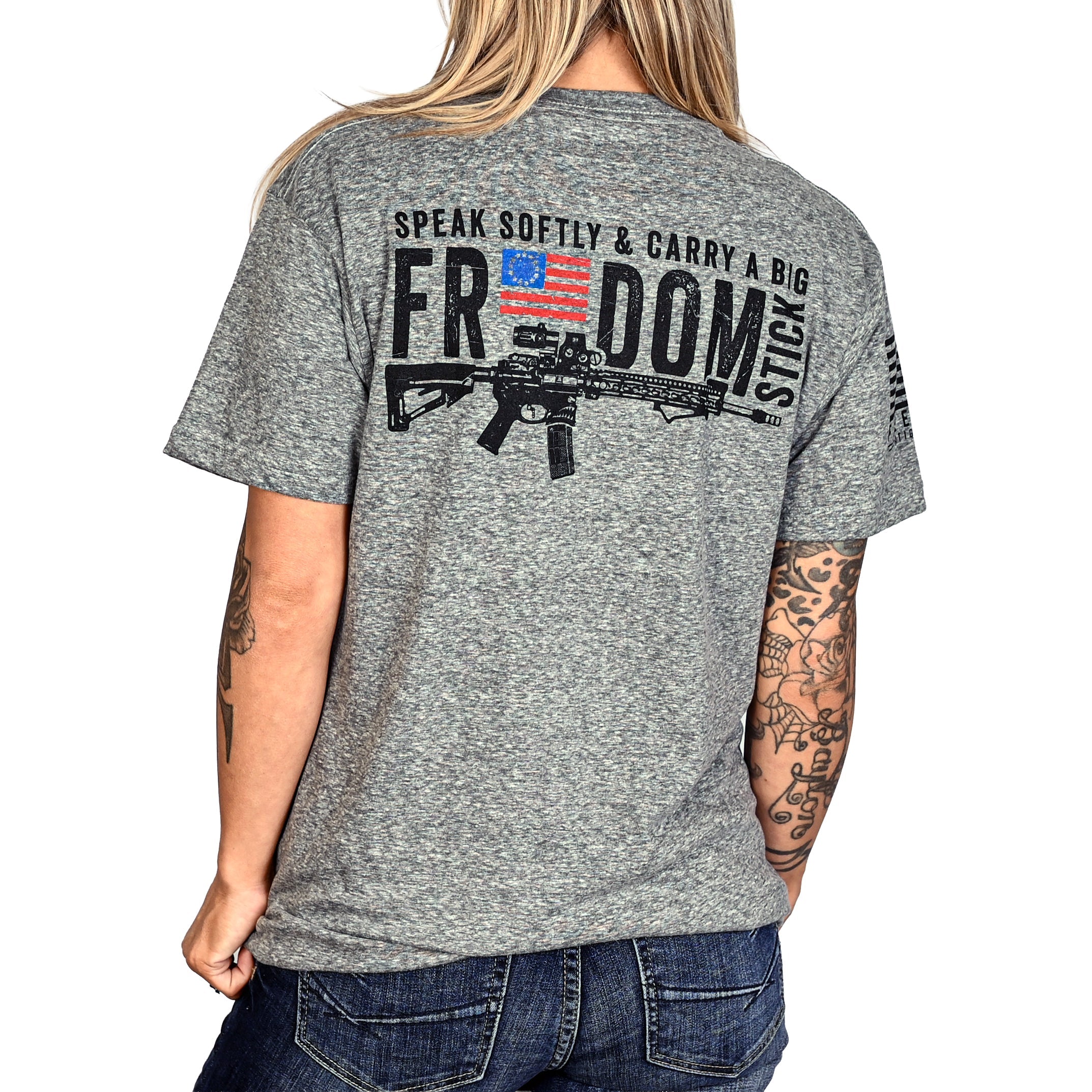 Women's Freedom Stick Patriotic 2A Boyfriend Fit T-Shirt