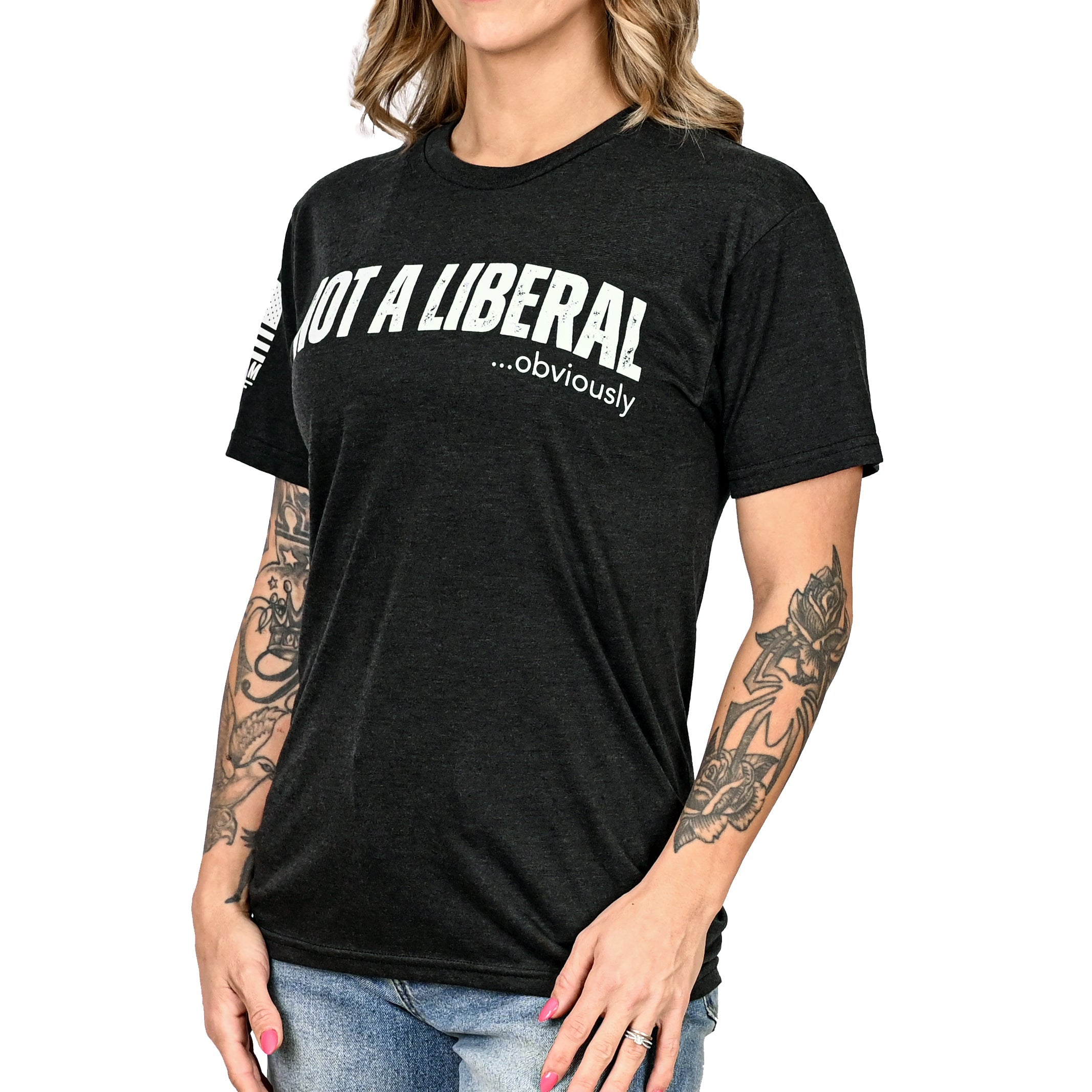 Women's Not A Liberal (Obviously) Patriotic Boyfriend Fit Tshirt