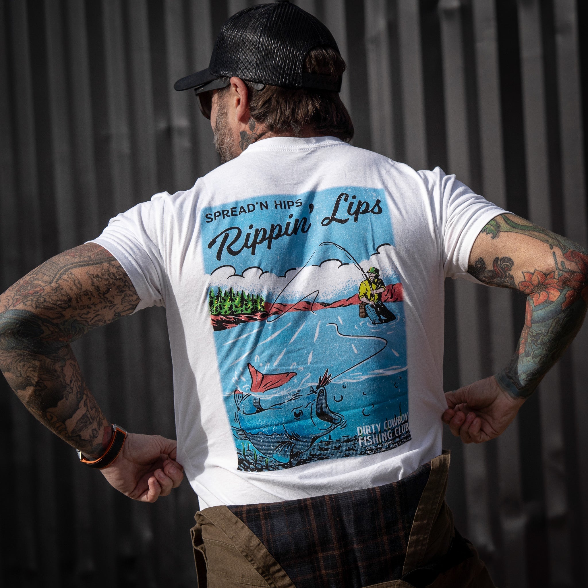 Spread'n Hips, Rippin' Lips Fishing Club Men's T-Shirt